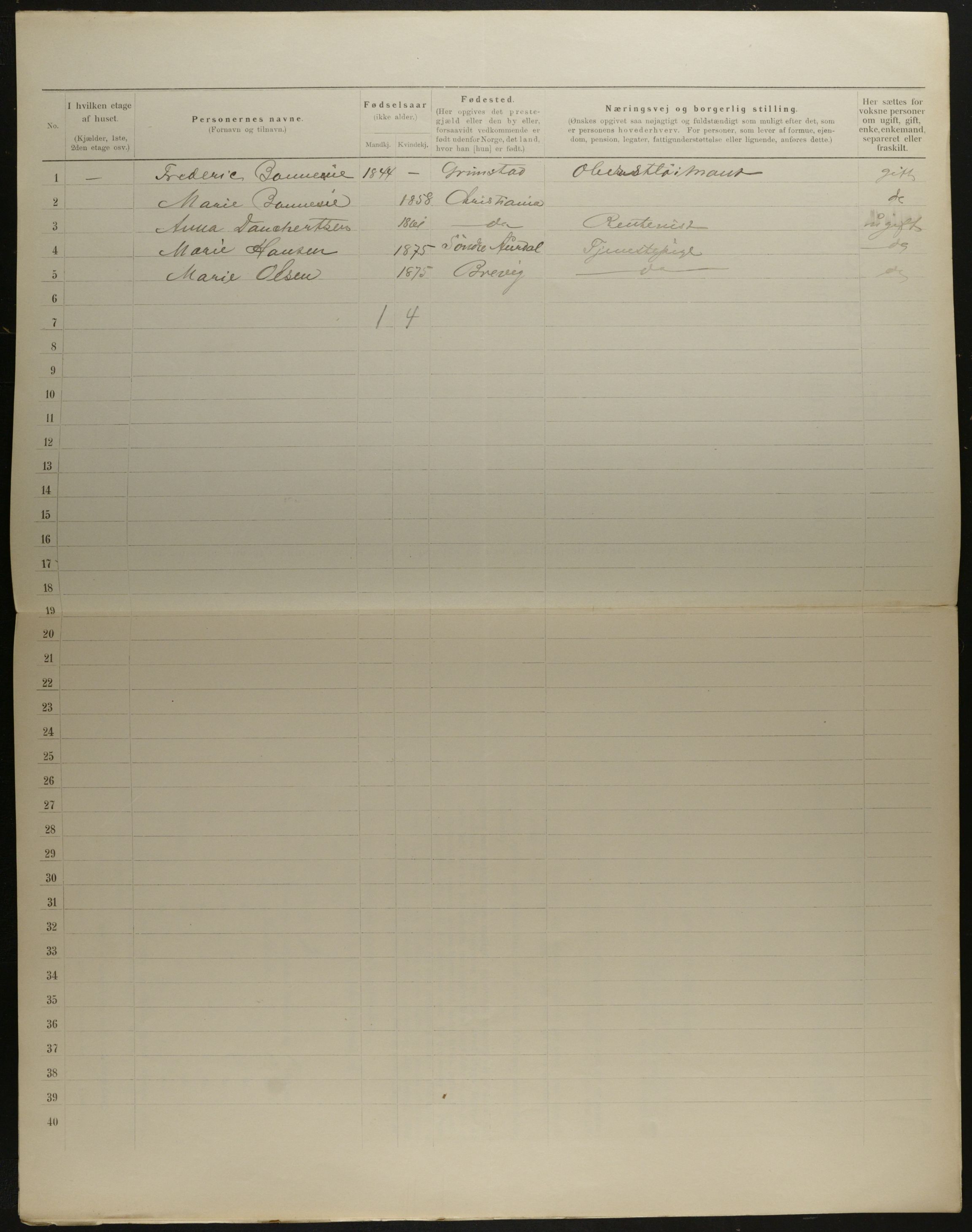 OBA, Municipal Census 1901 for Kristiania, 1901, p. 11262