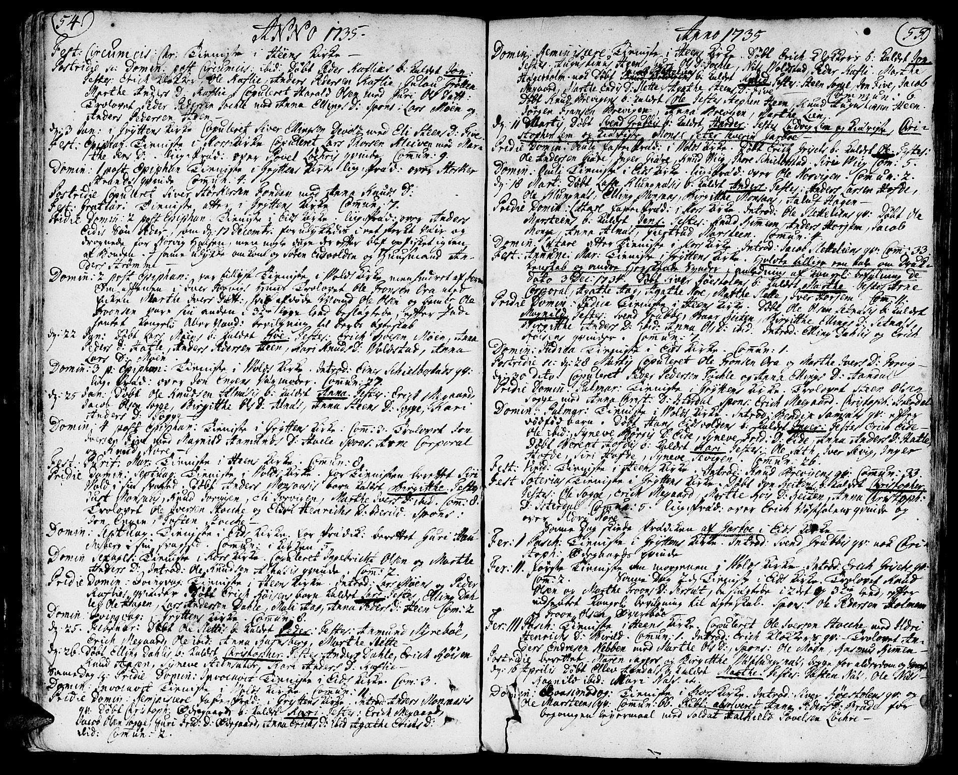 Ministerialprotokoller, klokkerbøker og fødselsregistre - Møre og Romsdal, AV/SAT-A-1454/544/L0568: Parish register (official) no. 544A01, 1725-1763, p. 54-55