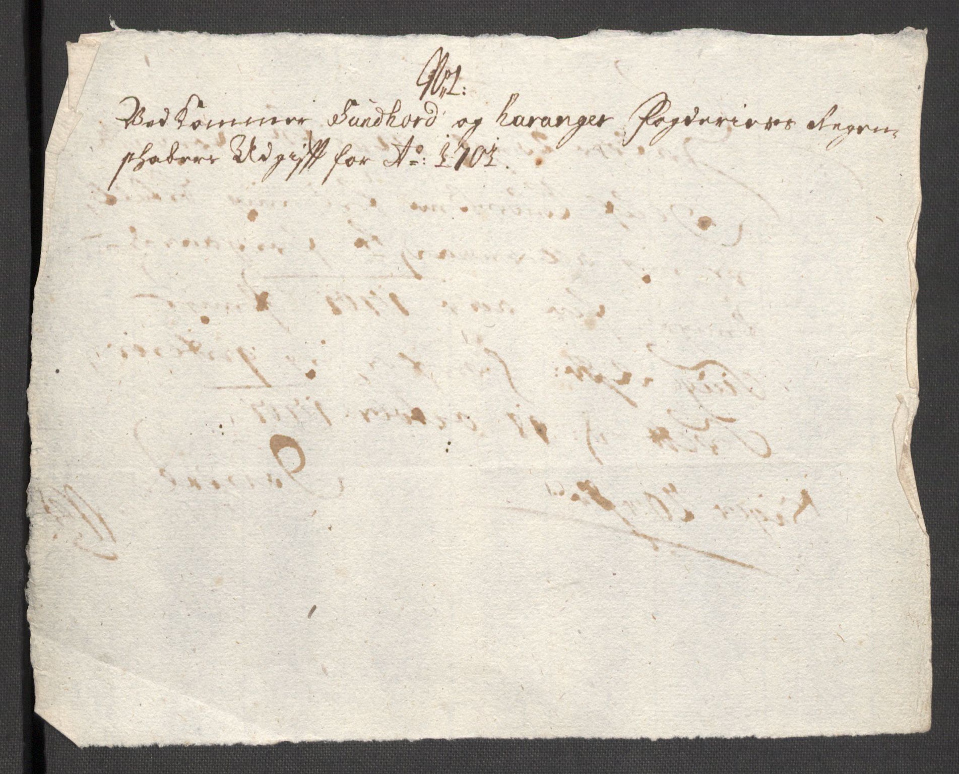 Rentekammeret inntil 1814, Reviderte regnskaper, Fogderegnskap, RA/EA-4092/R48/L2979: Fogderegnskap Sunnhordland og Hardanger, 1700-1701, p. 465
