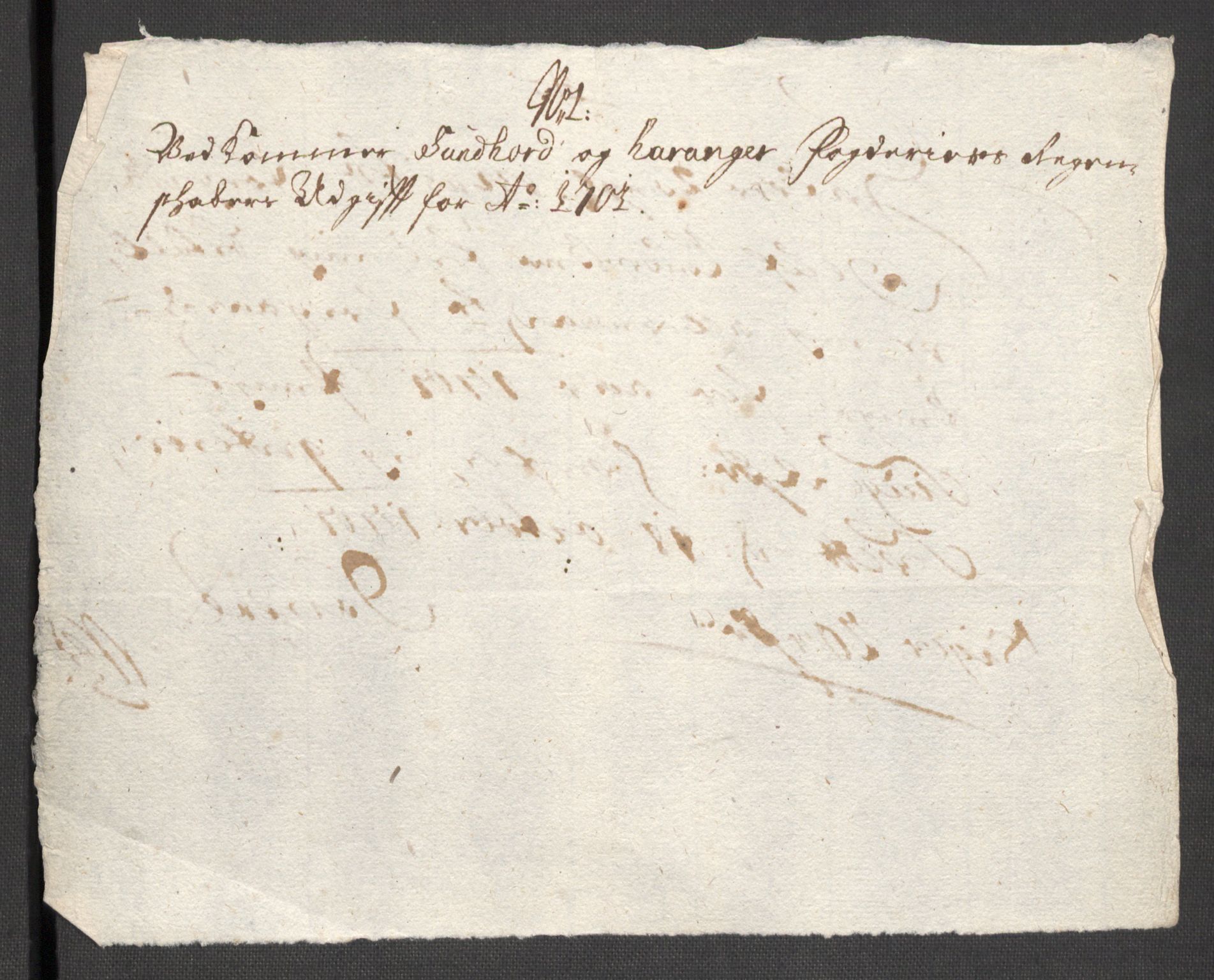 Rentekammeret inntil 1814, Reviderte regnskaper, Fogderegnskap, AV/RA-EA-4092/R48/L2979: Fogderegnskap Sunnhordland og Hardanger, 1700-1701, p. 465