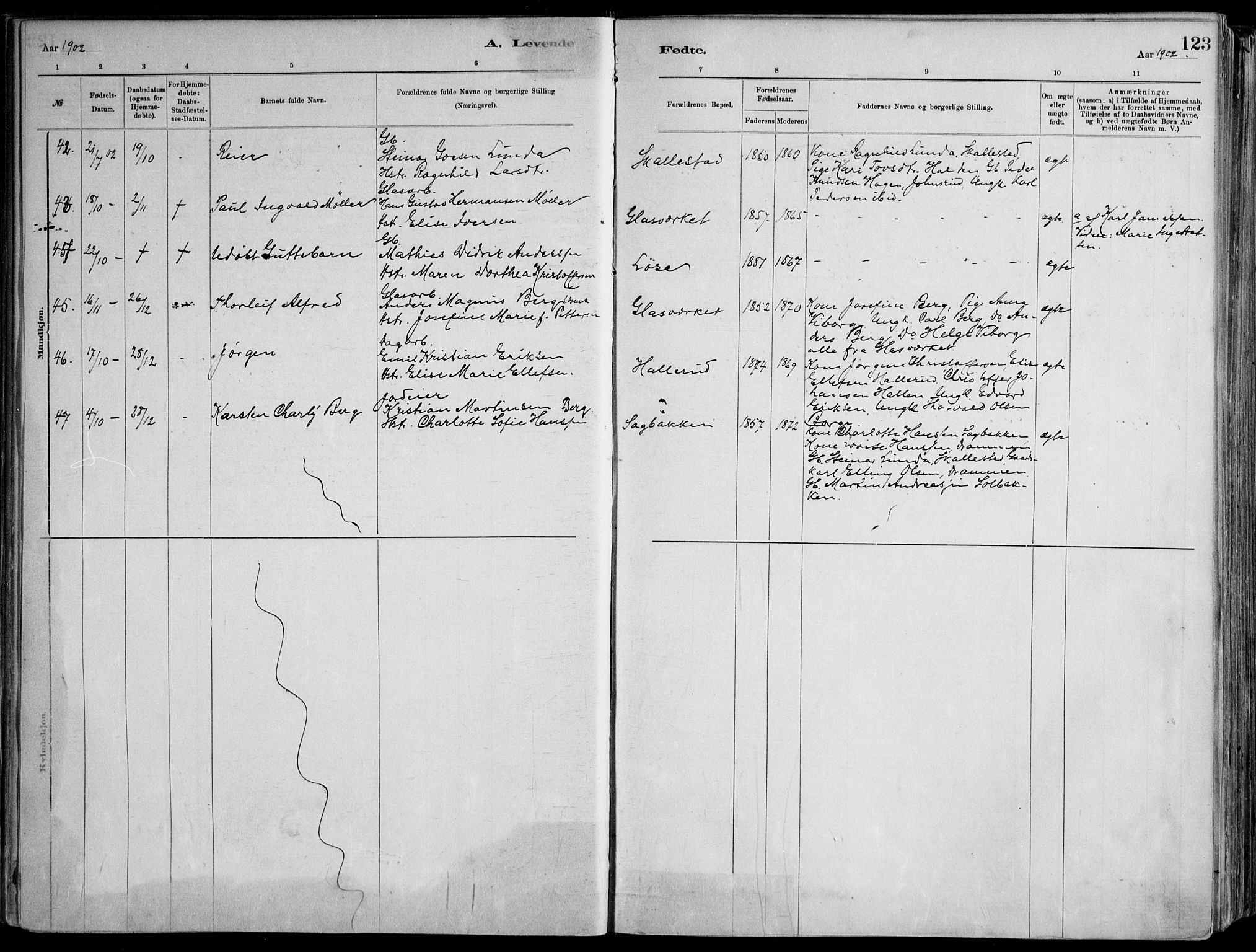 Skoger kirkebøker, AV/SAKO-A-59/F/Fa/L0006: Parish register (official) no. I 6, 1885-1910, p. 123