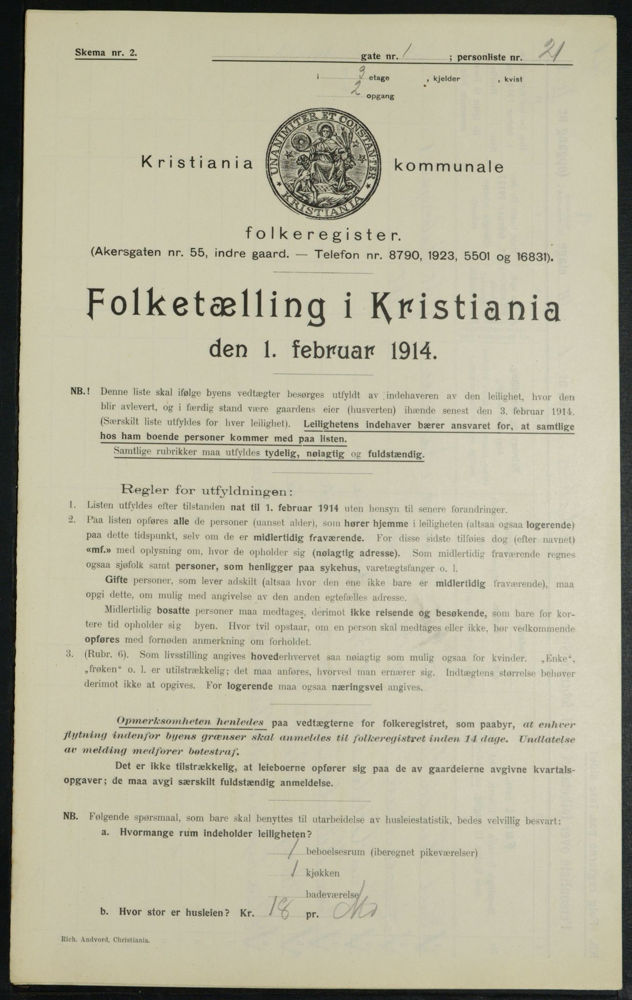 OBA, Municipal Census 1914 for Kristiania, 1914, p. 1730