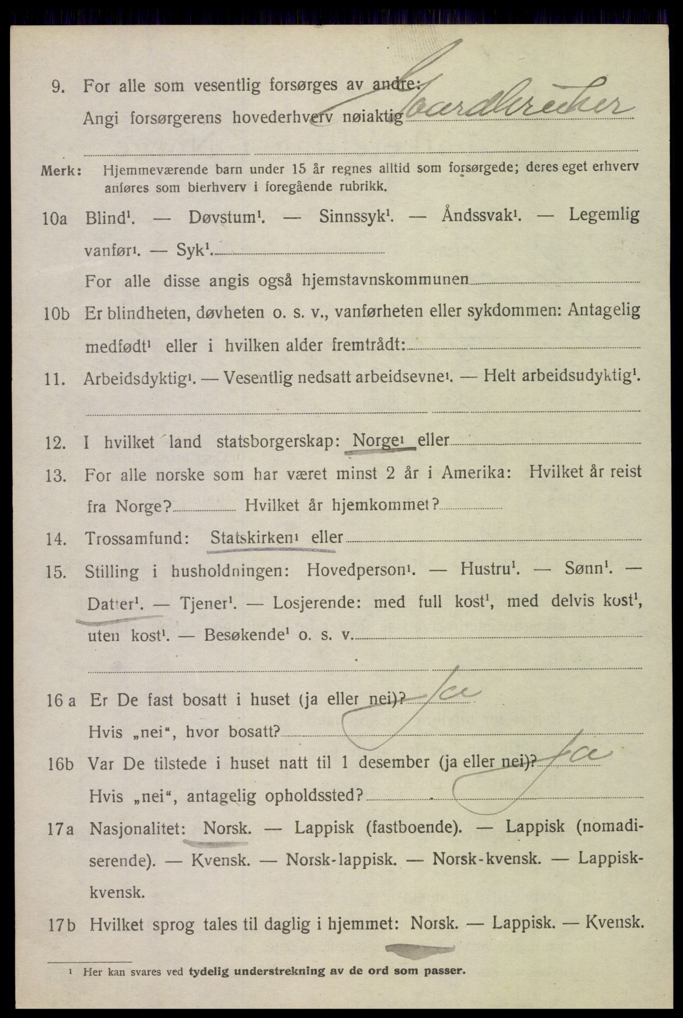 SAT, 1920 census for Vågan, 1920, p. 7954