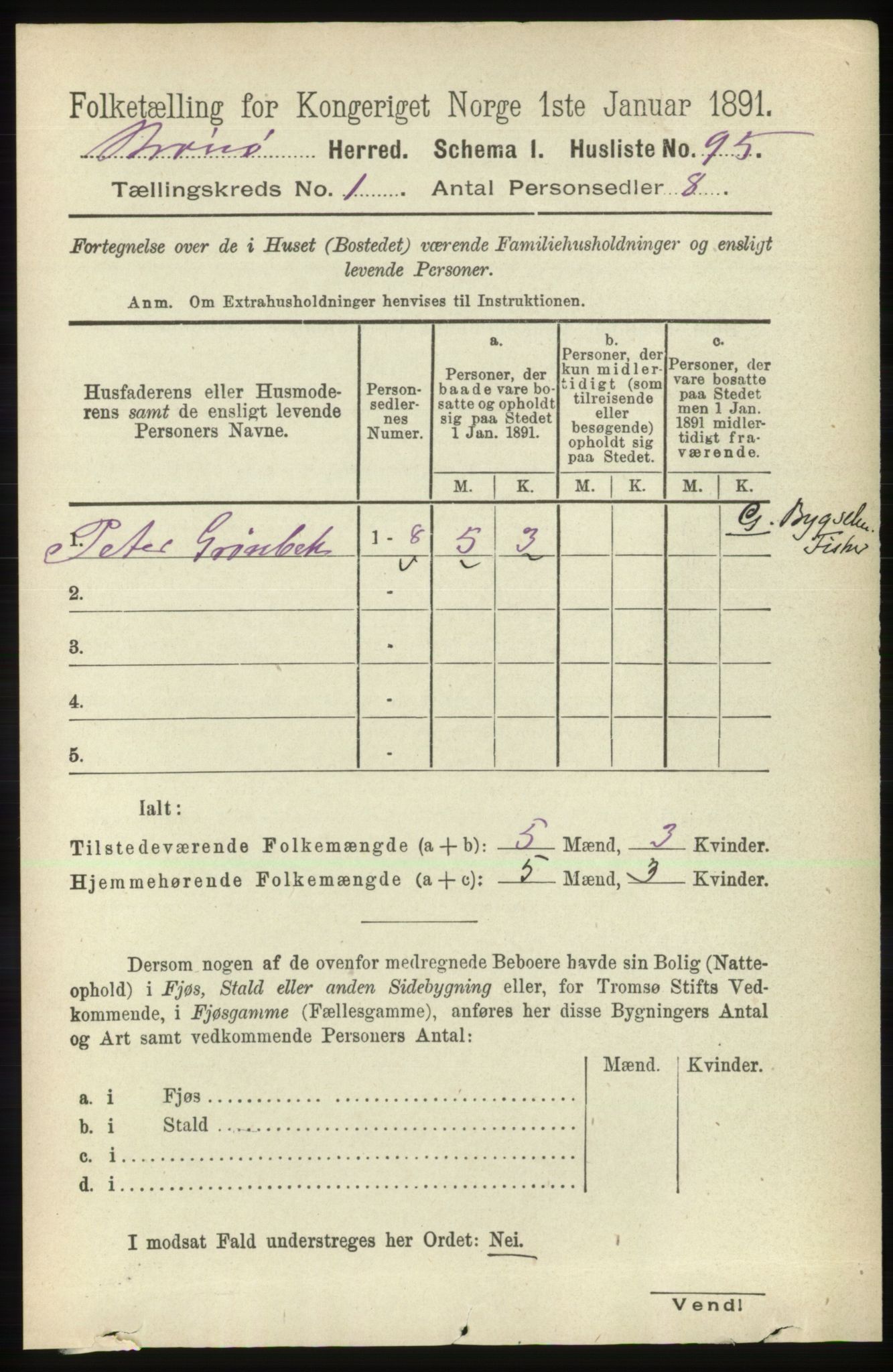 RA, 1891 census for 1814 Brønnøy, 1891, p. 127