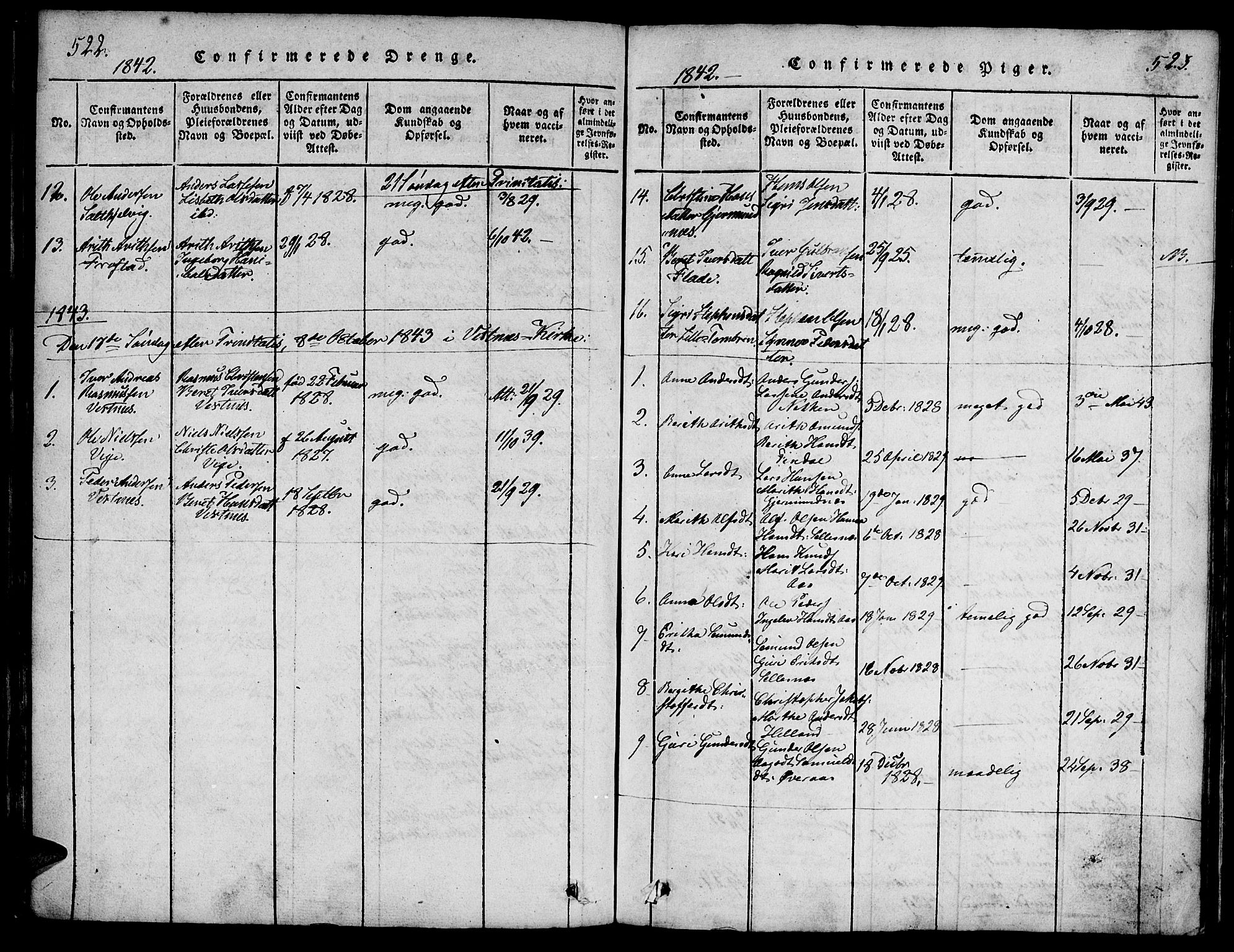 Ministerialprotokoller, klokkerbøker og fødselsregistre - Møre og Romsdal, SAT/A-1454/539/L0528: Parish register (official) no. 539A01, 1818-1847, p. 522-523