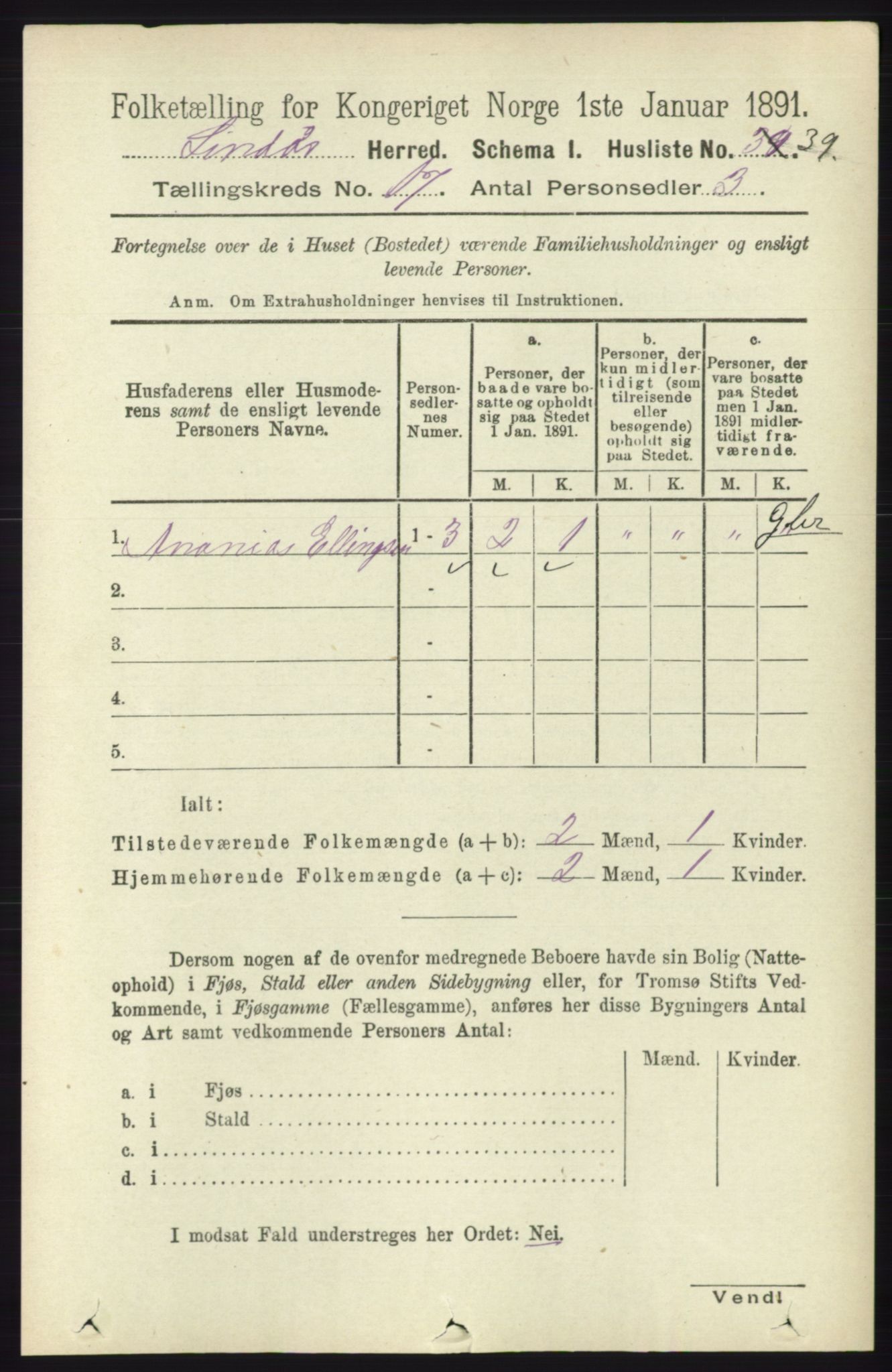 RA, 1891 census for 1263 Lindås, 1891, p. 6121