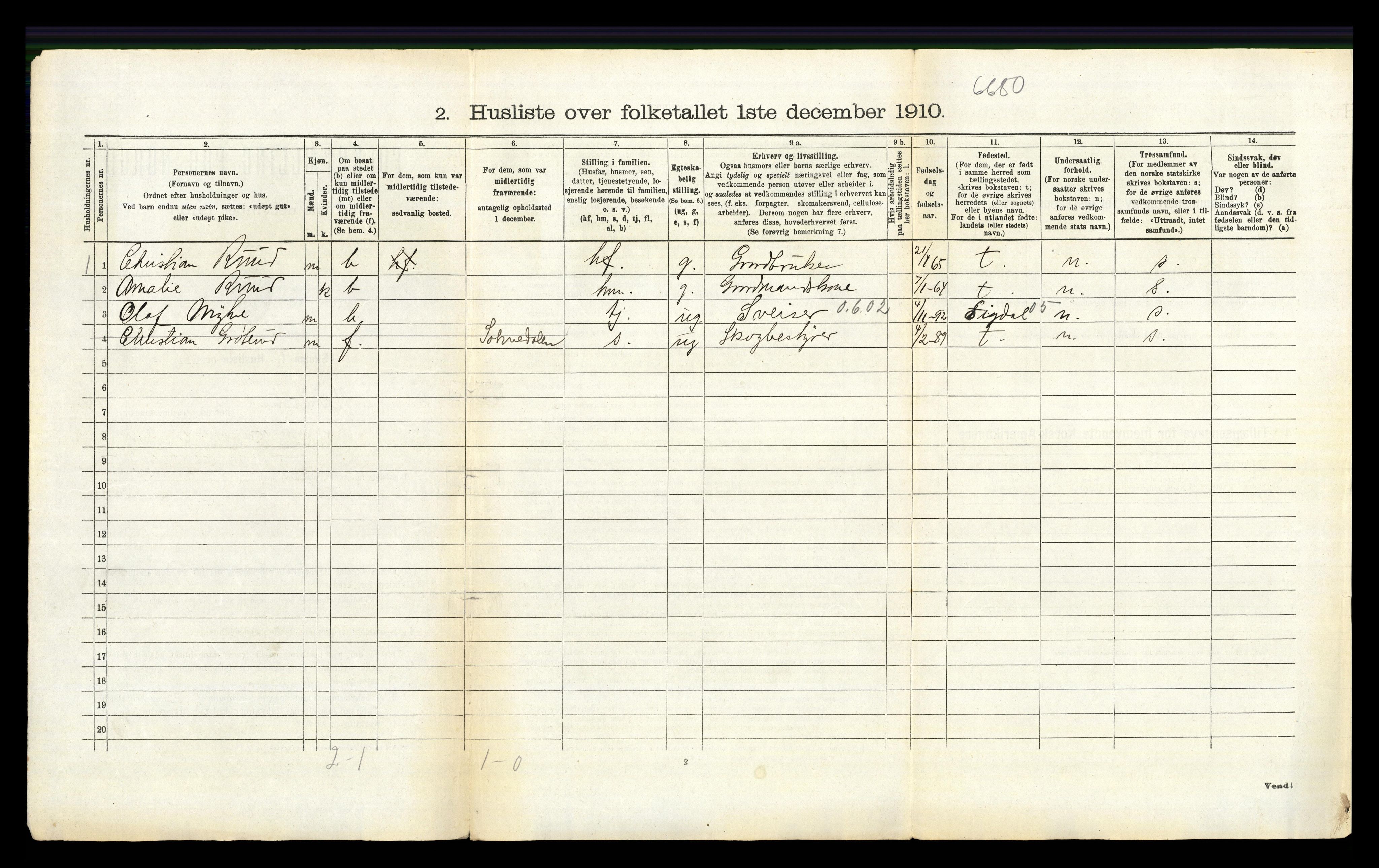 RA, 1910 census for Modum, 1910, p. 2353