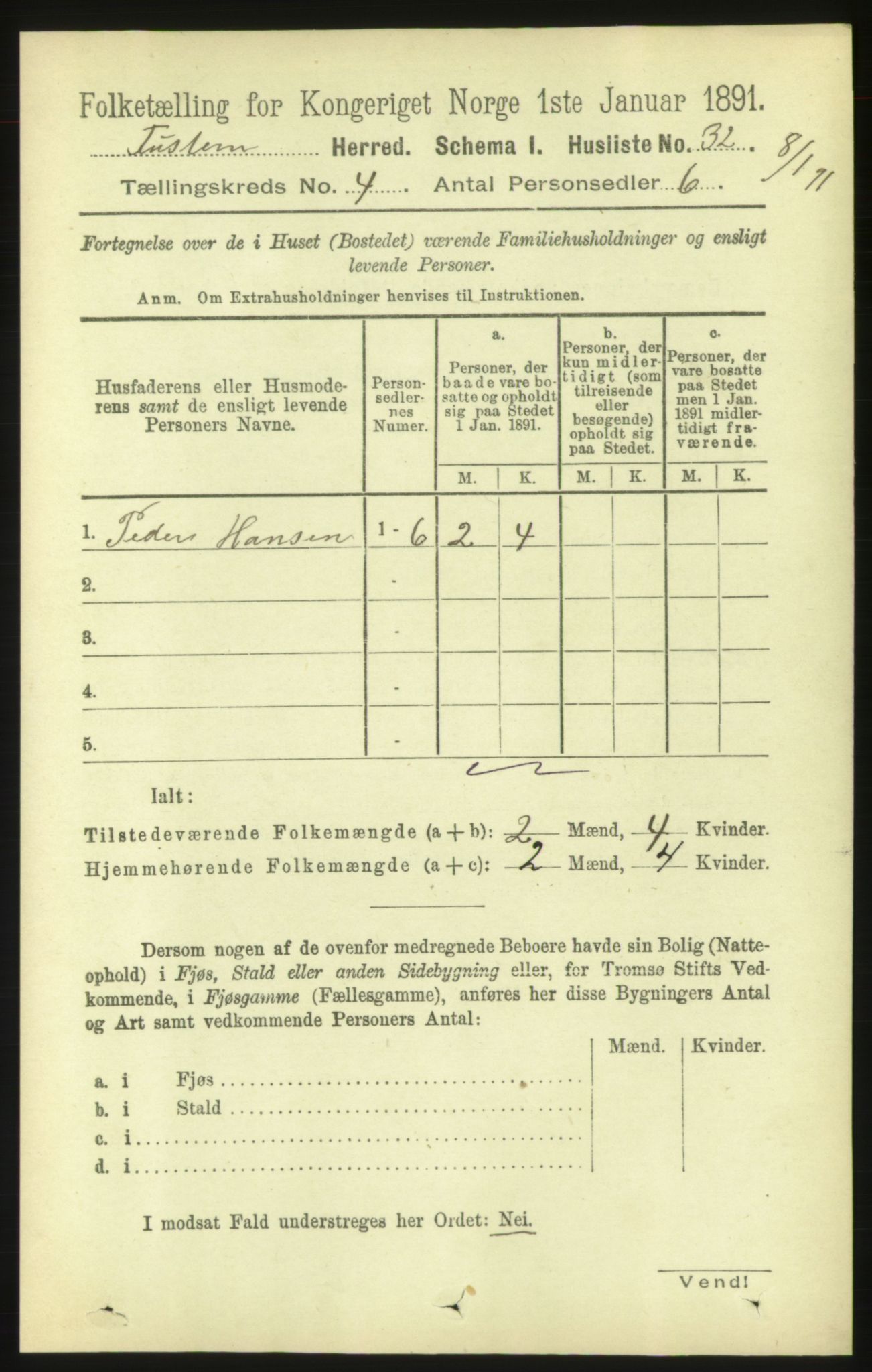 RA, 1891 census for 1572 Tustna, 1891, p. 1378