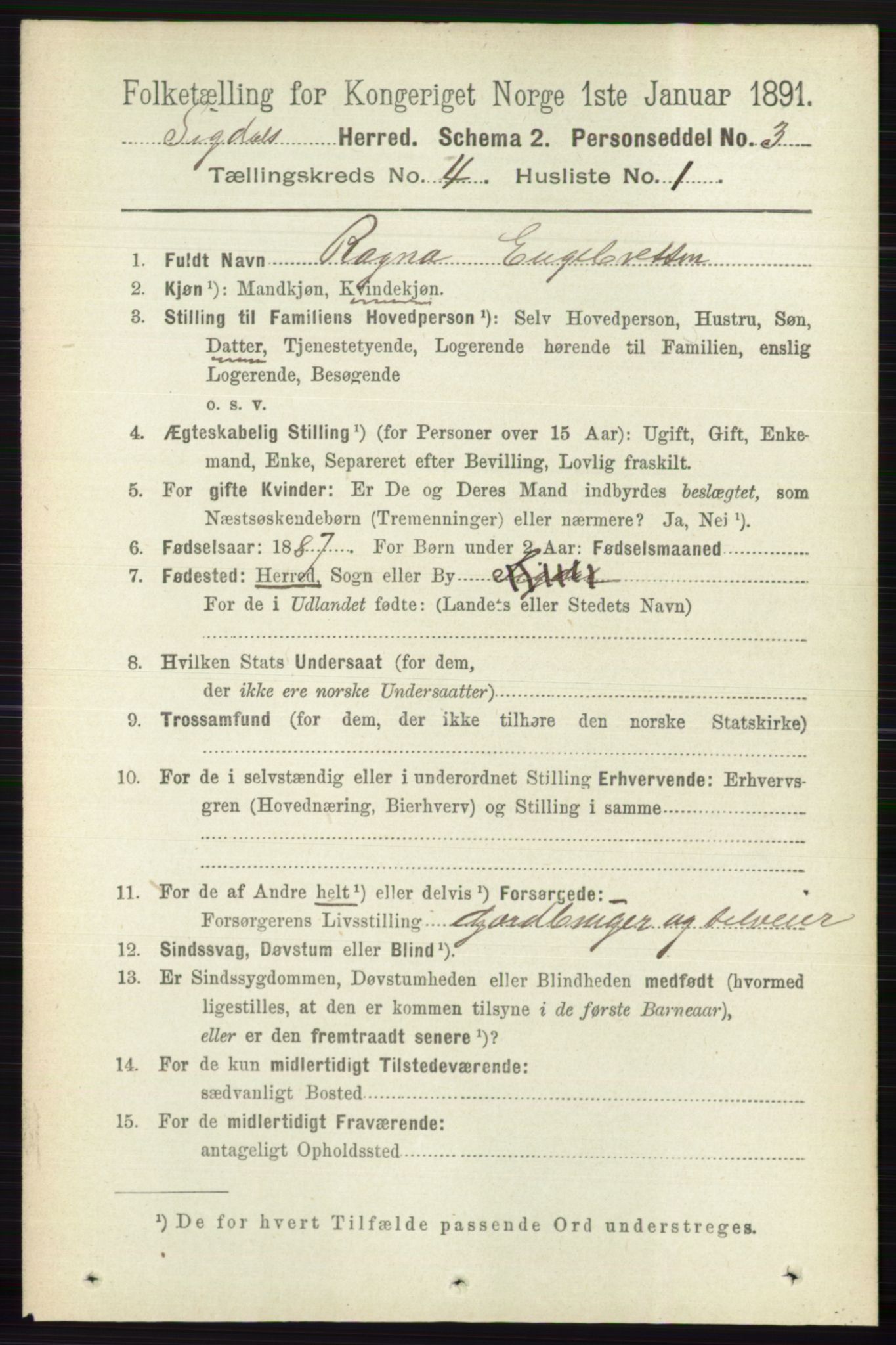 RA, 1891 census for 0621 Sigdal, 1891, p. 1653