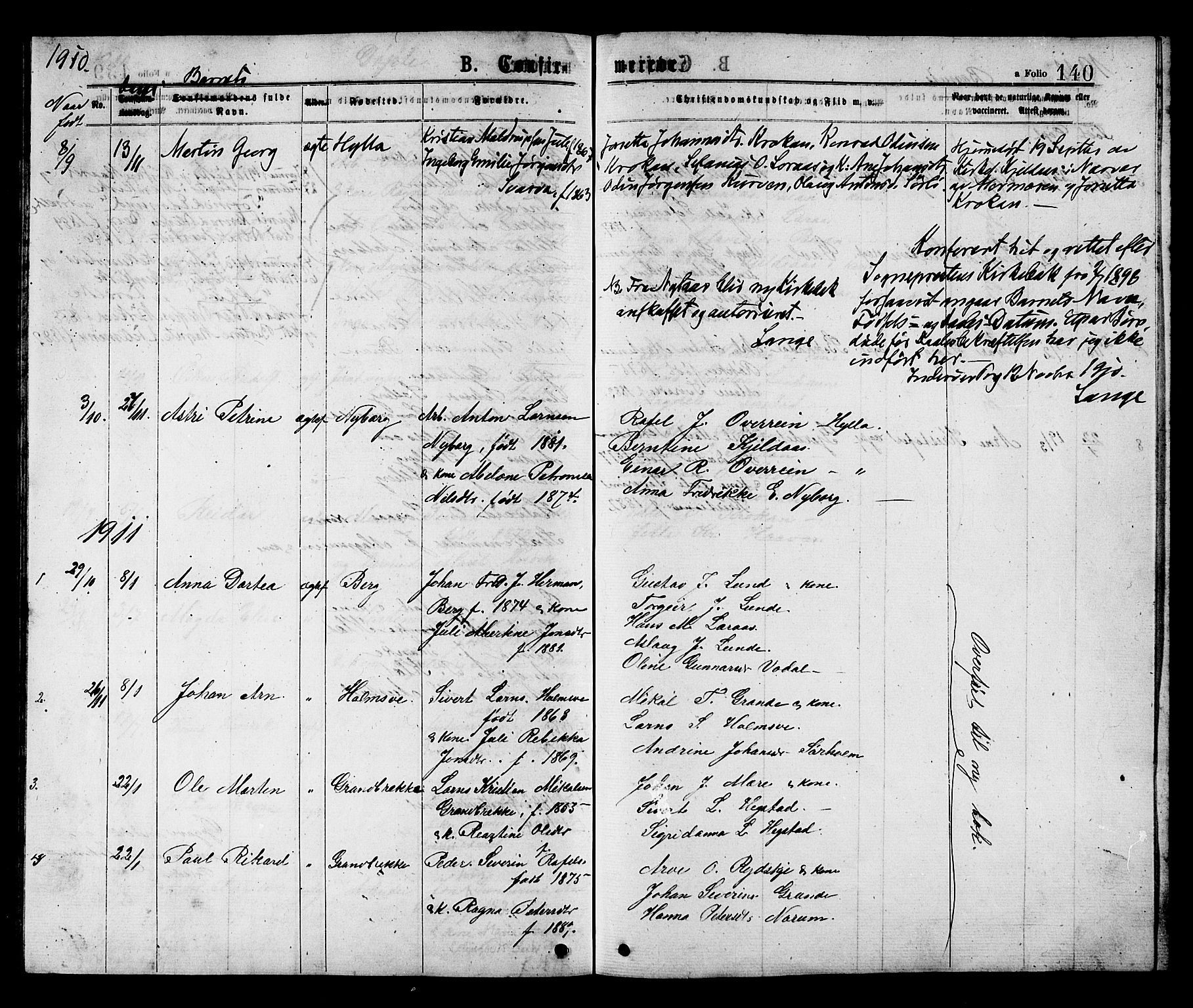 Ministerialprotokoller, klokkerbøker og fødselsregistre - Nord-Trøndelag, AV/SAT-A-1458/731/L0311: Parish register (copy) no. 731C02, 1875-1911, p. 140