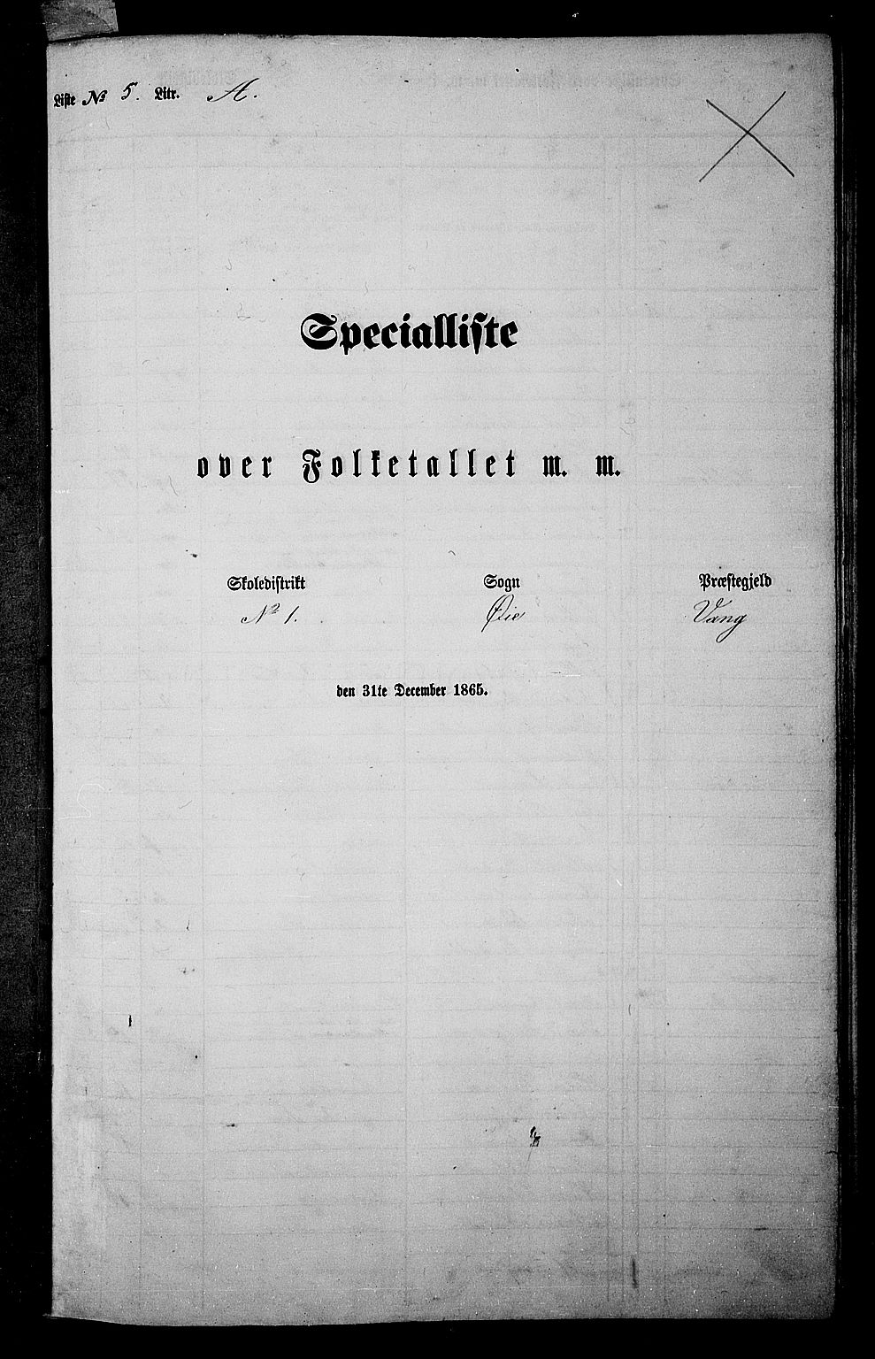 RA, 1865 census for Vang, 1865, p. 76