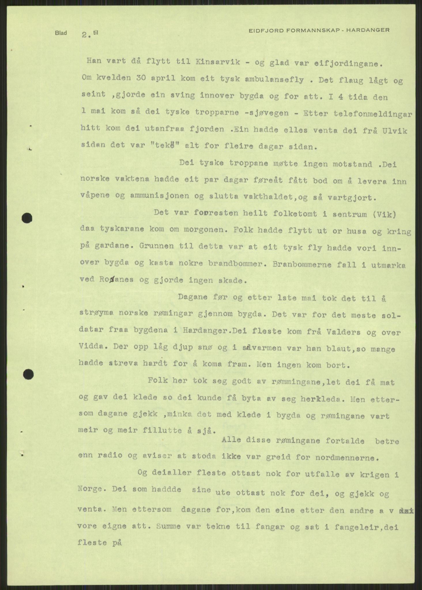 Forsvaret, Forsvarets krigshistoriske avdeling, AV/RA-RAFA-2017/Y/Ya/L0015: II-C-11-31 - Fylkesmenn.  Rapporter om krigsbegivenhetene 1940., 1940, p. 242