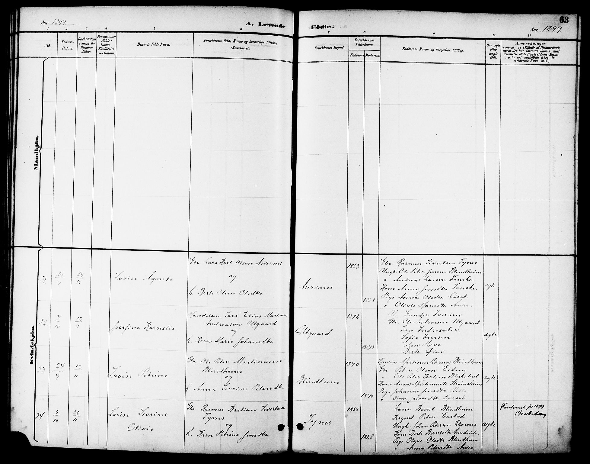 Ministerialprotokoller, klokkerbøker og fødselsregistre - Møre og Romsdal, AV/SAT-A-1454/523/L0340: Parish register (copy) no. 523C03, 1892-1902, p. 63