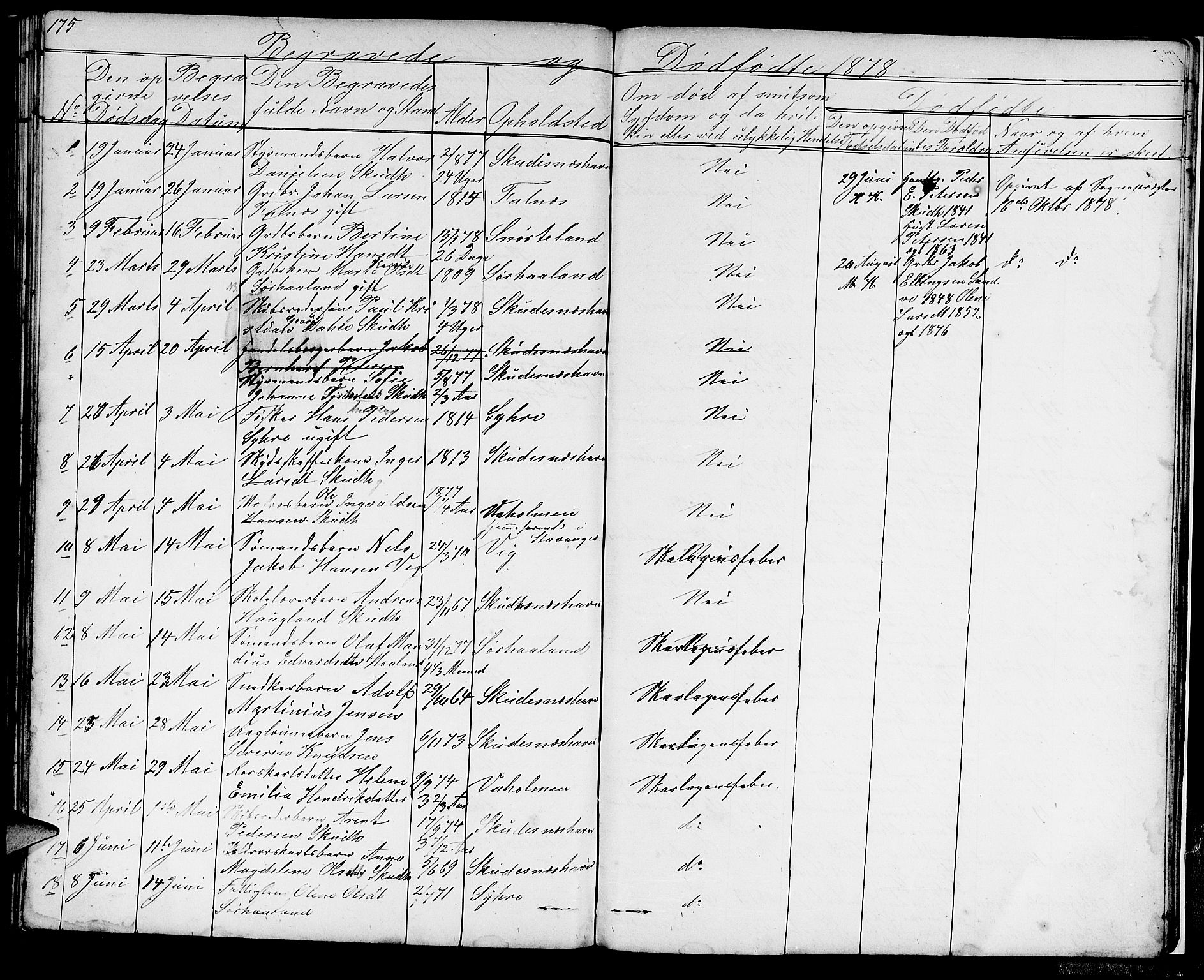 Skudenes sokneprestkontor, AV/SAST-A -101849/H/Ha/Hab/L0004: Parish register (copy) no. B 4, 1865-1884, p. 175