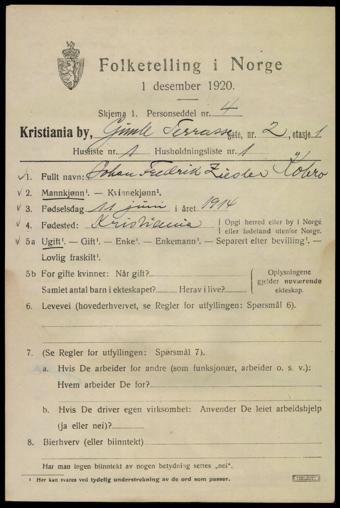 SAO, 1920 census for Kristiania, 1920, p. 247373