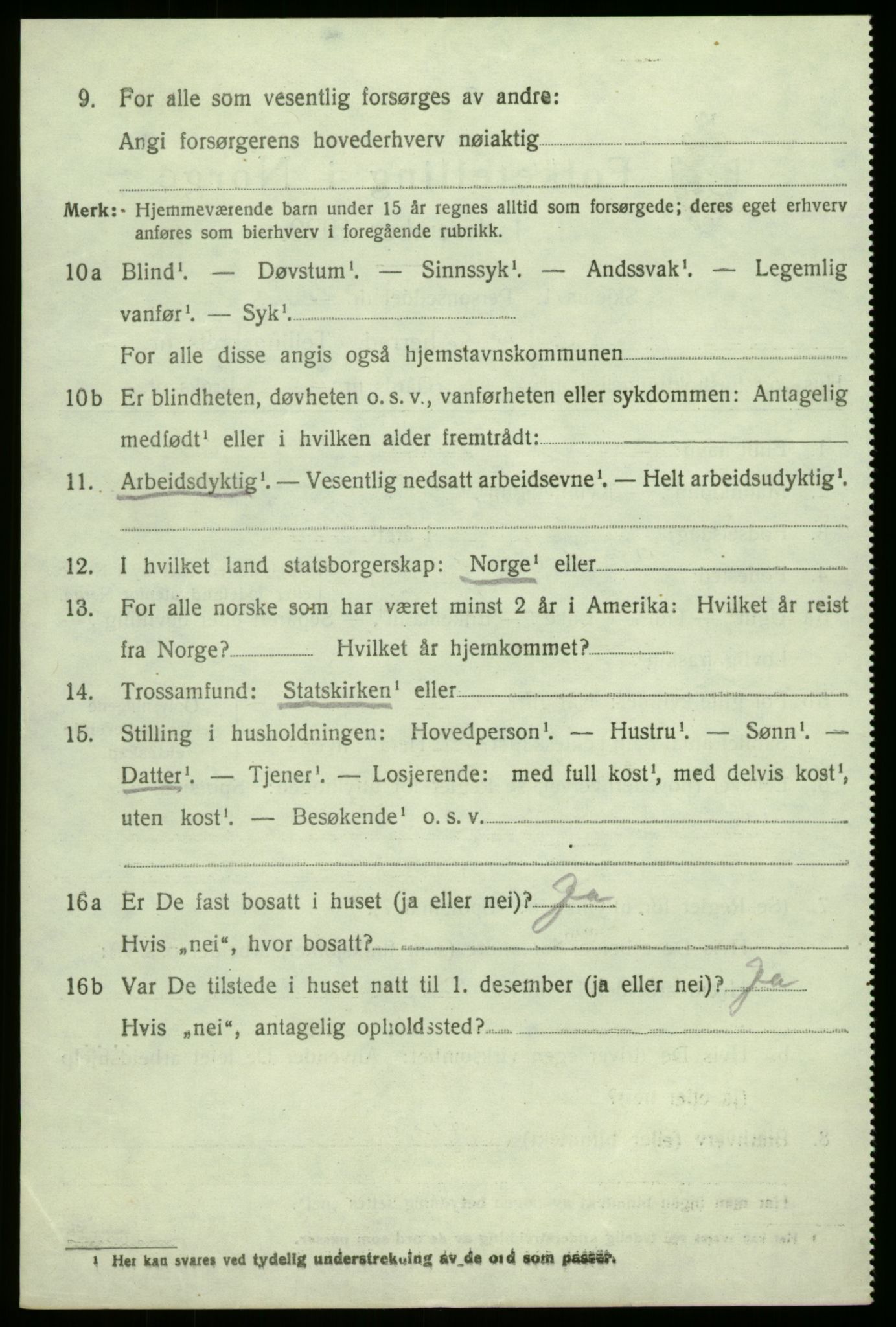 SAO, 1920 census for Borge, 1920, p. 3016