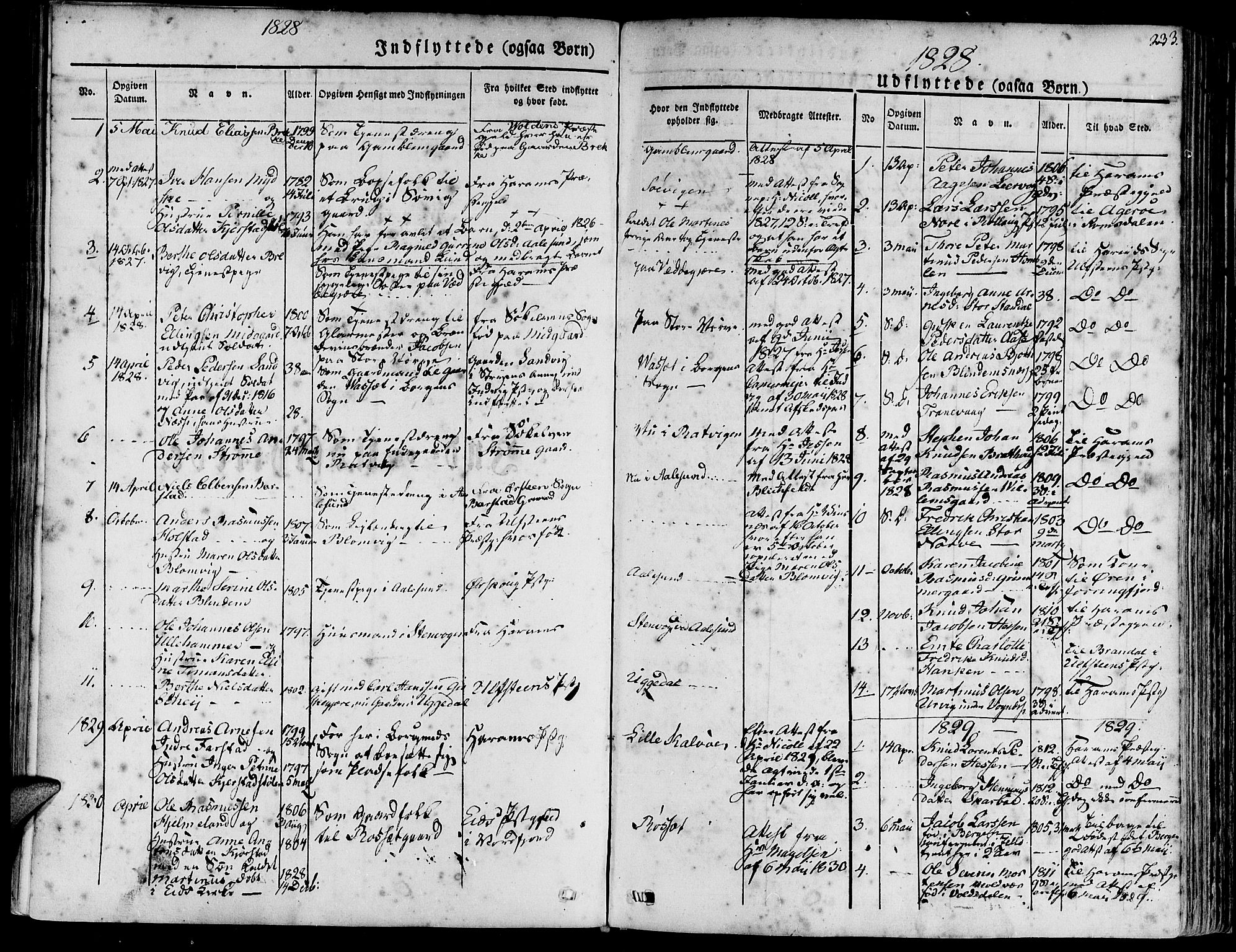 Ministerialprotokoller, klokkerbøker og fødselsregistre - Møre og Romsdal, SAT/A-1454/528/L0395: Parish register (official) no. 528A06, 1828-1839, p. 233