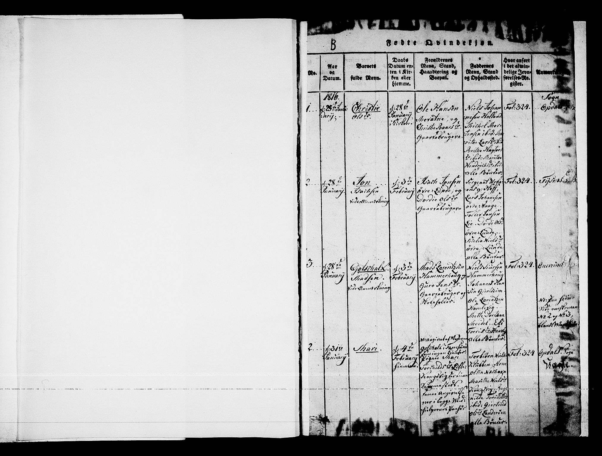 Tysnes sokneprestembete, SAB/A-78601/H/Haa: Parish register (official) no. A 7, 1816-1826, p. 1