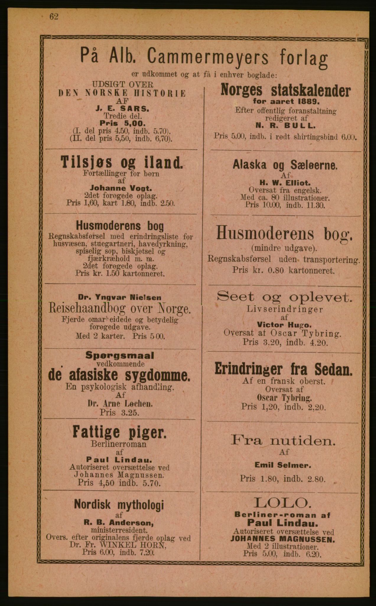 Kristiania/Oslo adressebok, PUBL/-, 1889, p. 62