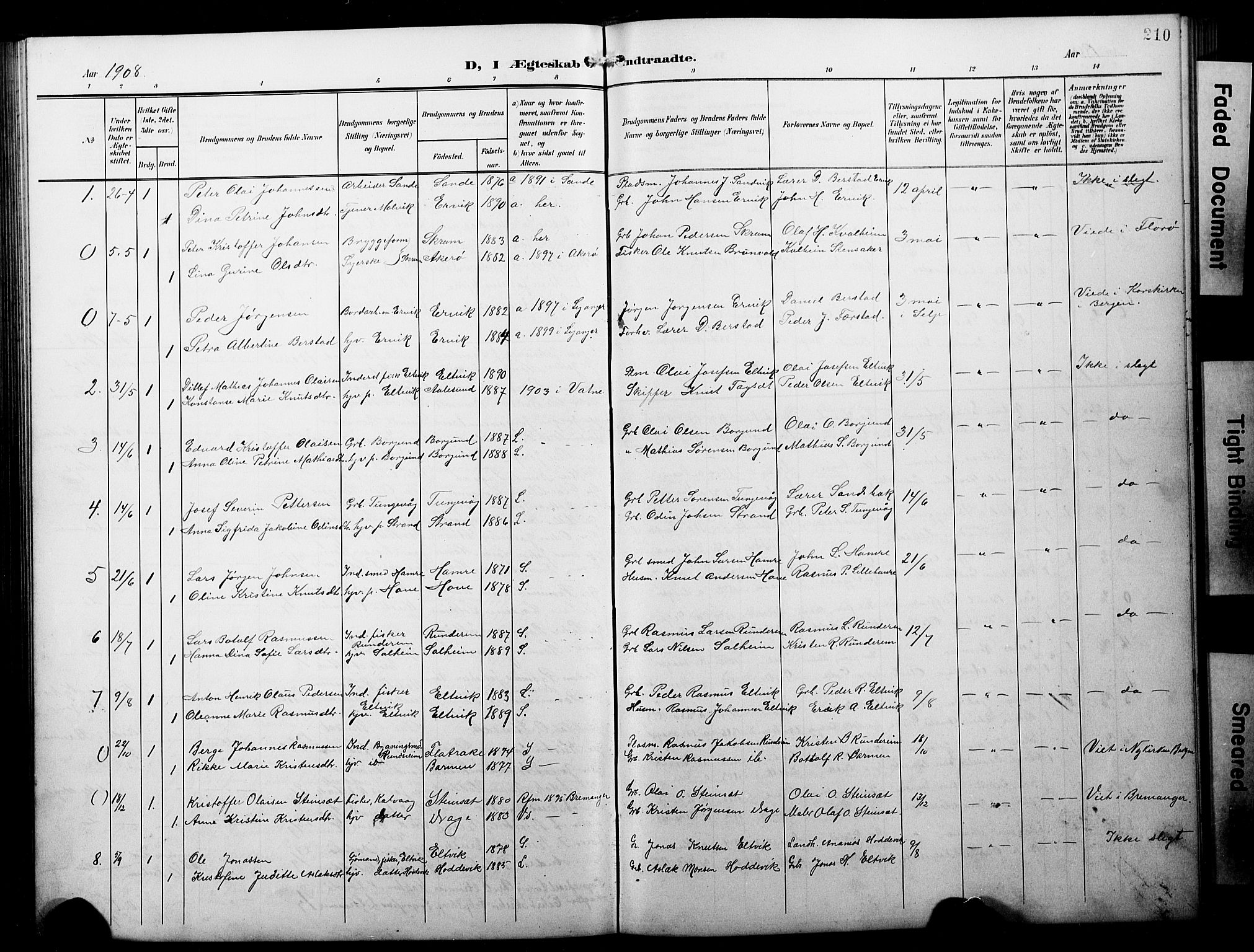 Selje sokneprestembete, SAB/A-99938/H/Ha/Hab/Habb: Parish register (copy) no. B 1, 1905-1923, p. 210