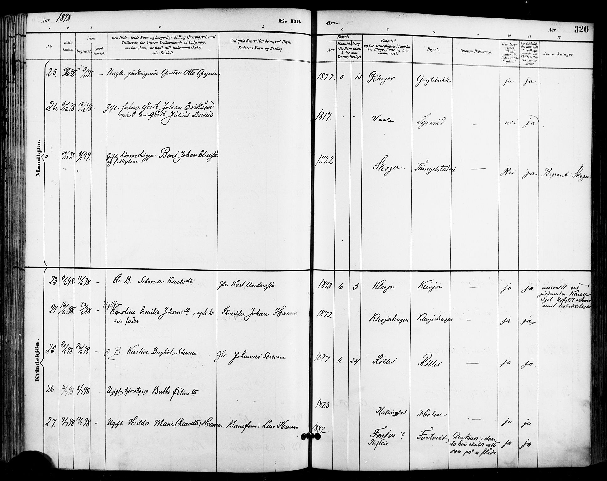 Sande Kirkebøker, AV/SAKO-A-53/F/Fa/L0007: Parish register (official) no. 7, 1888-1903, p. 326