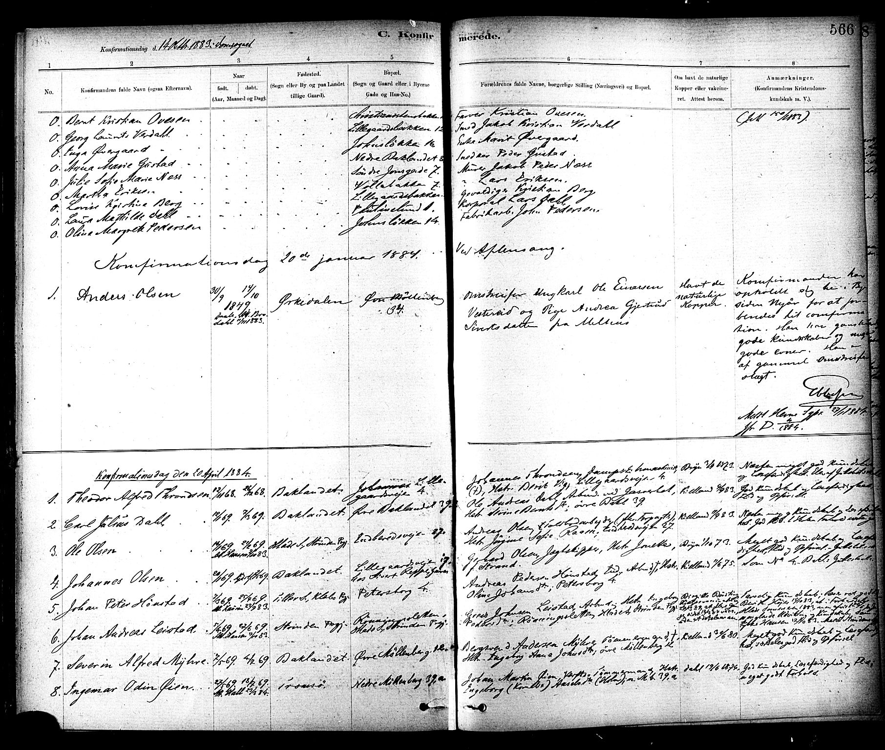 Ministerialprotokoller, klokkerbøker og fødselsregistre - Sør-Trøndelag, SAT/A-1456/604/L0188: Parish register (official) no. 604A09, 1878-1892, p. 566
