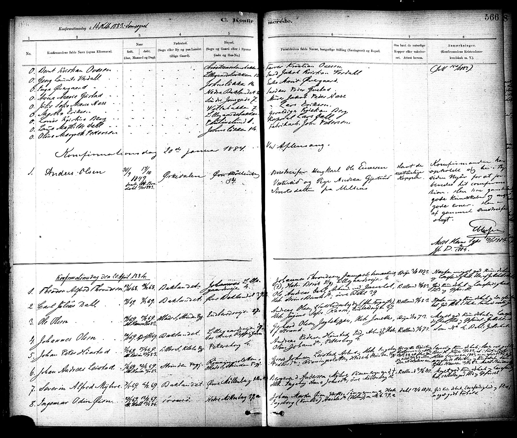 Ministerialprotokoller, klokkerbøker og fødselsregistre - Sør-Trøndelag, AV/SAT-A-1456/604/L0188: Parish register (official) no. 604A09, 1878-1892, p. 566