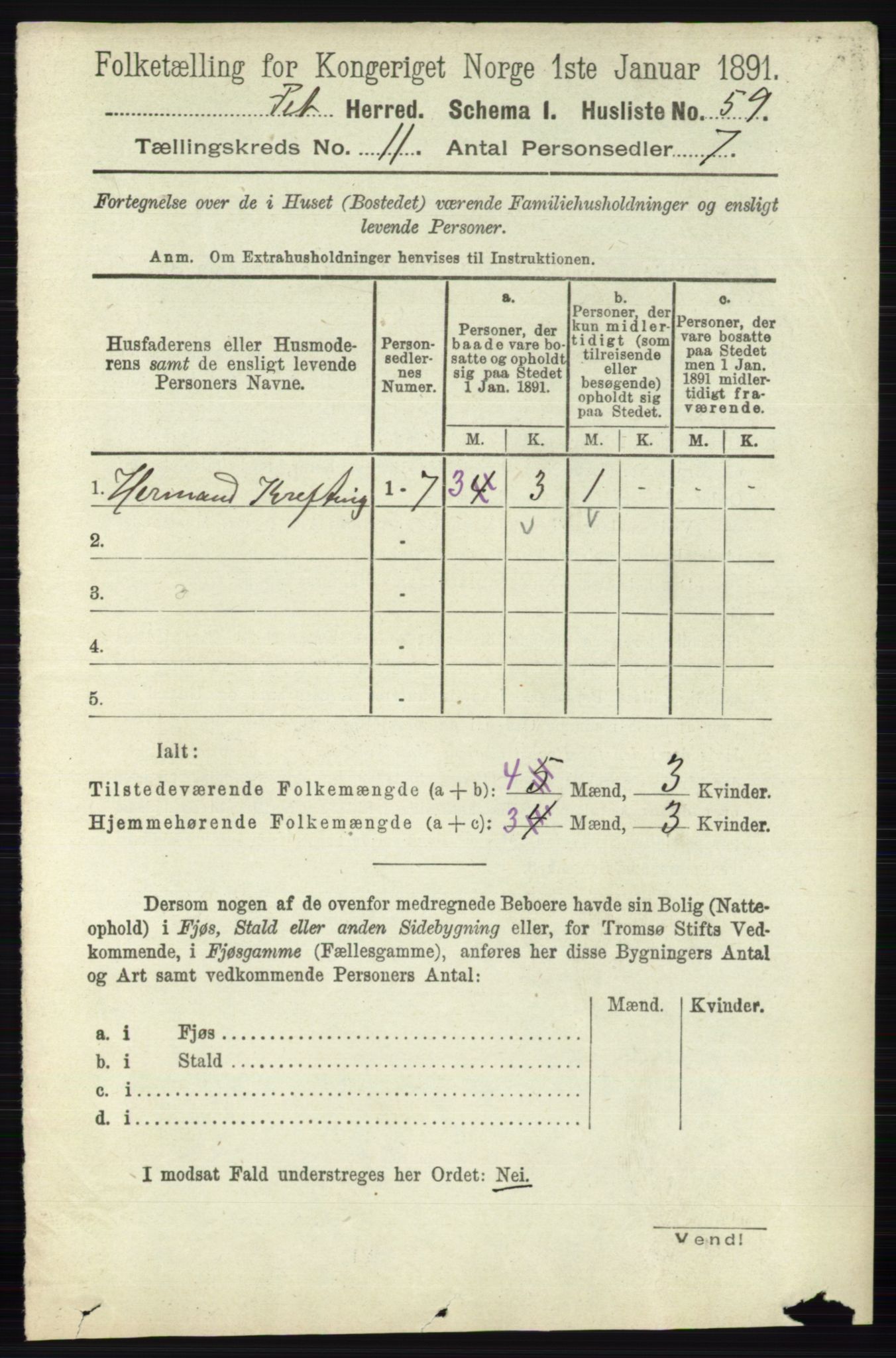 RA, 1891 census for 0227 Fet, 1891, p. 4253