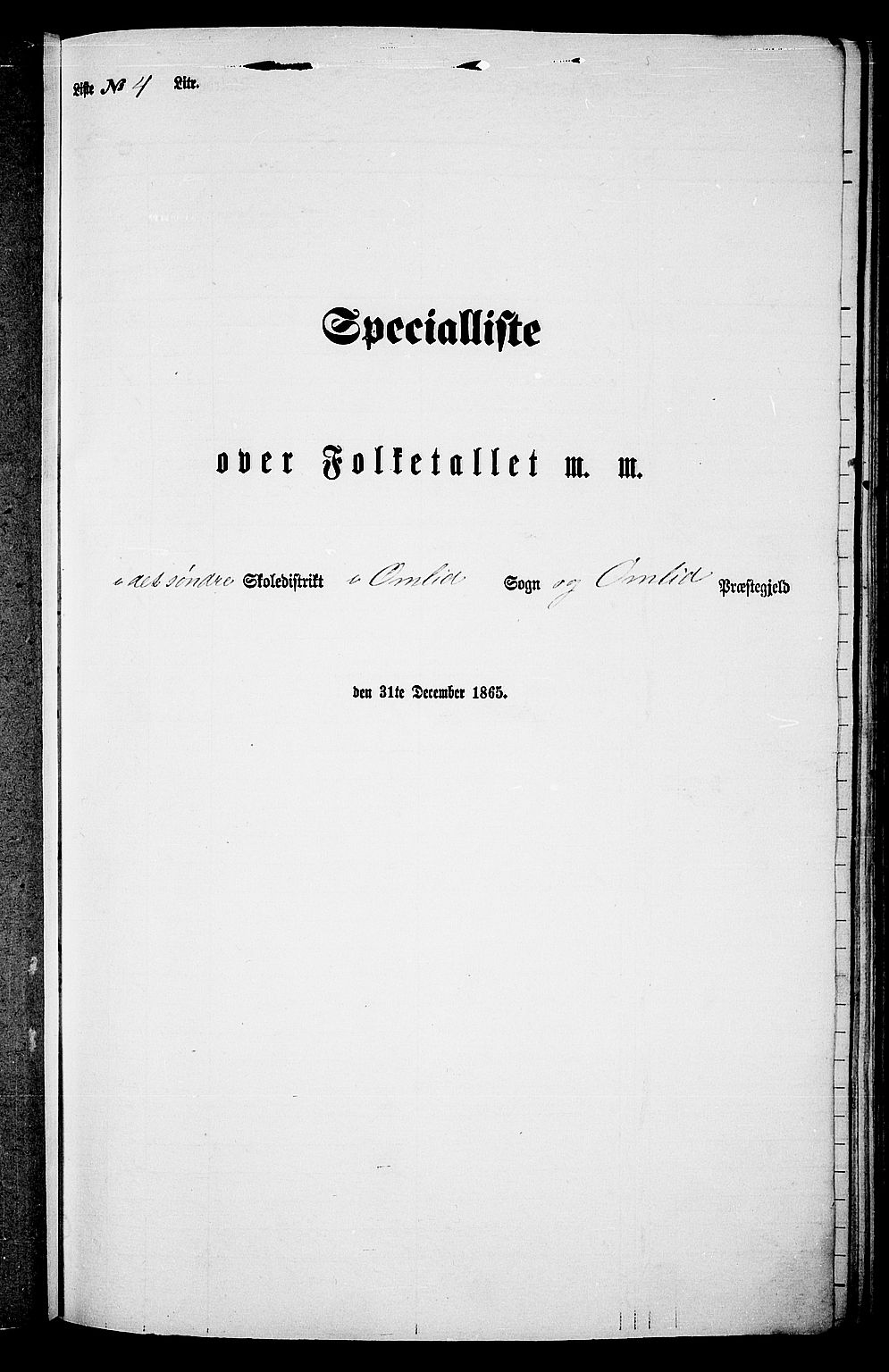 RA, 1865 census for Åmli, 1865, p. 51