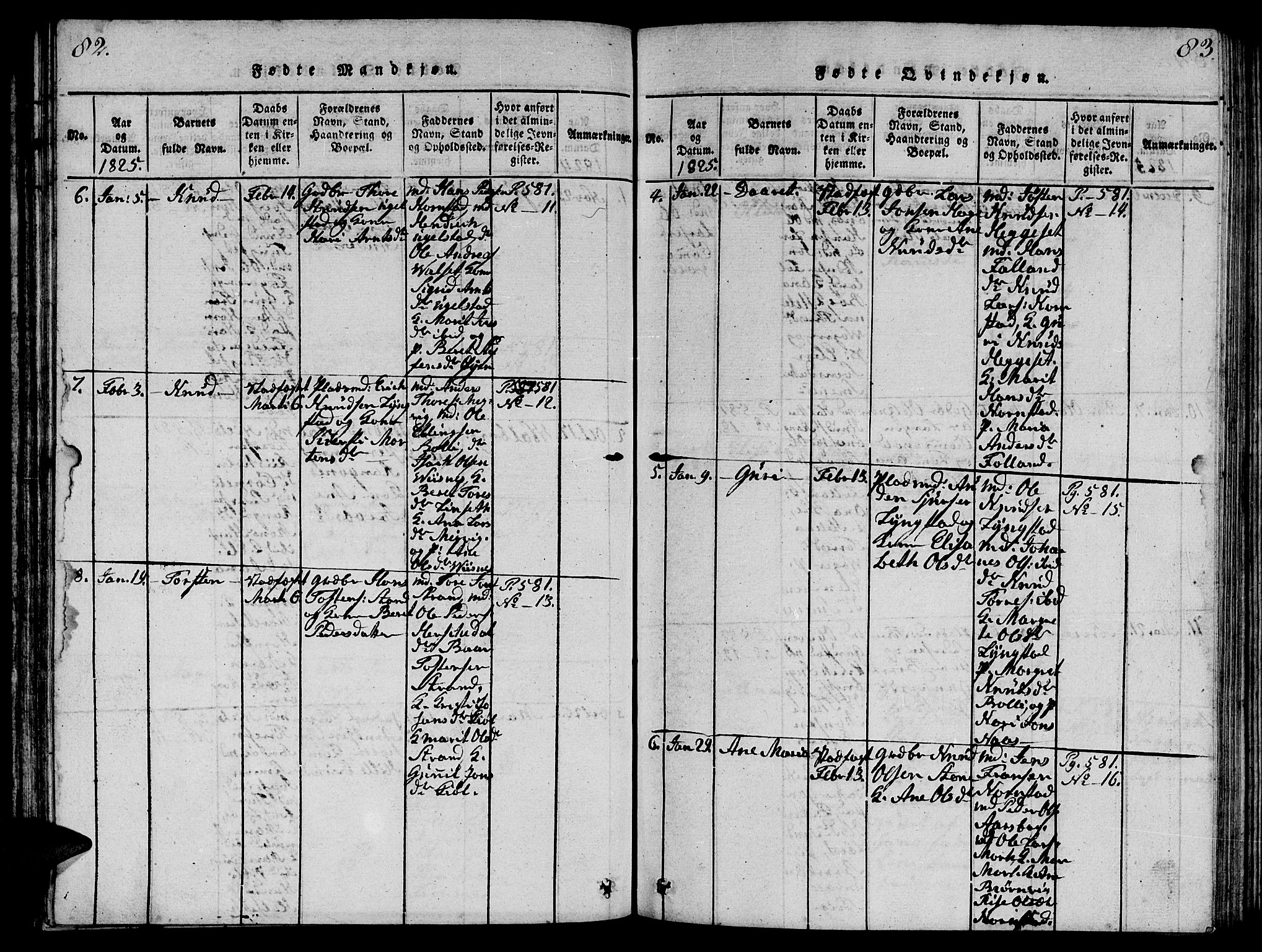 Ministerialprotokoller, klokkerbøker og fødselsregistre - Møre og Romsdal, AV/SAT-A-1454/570/L0831: Parish register (official) no. 570A05, 1819-1829, p. 82-83