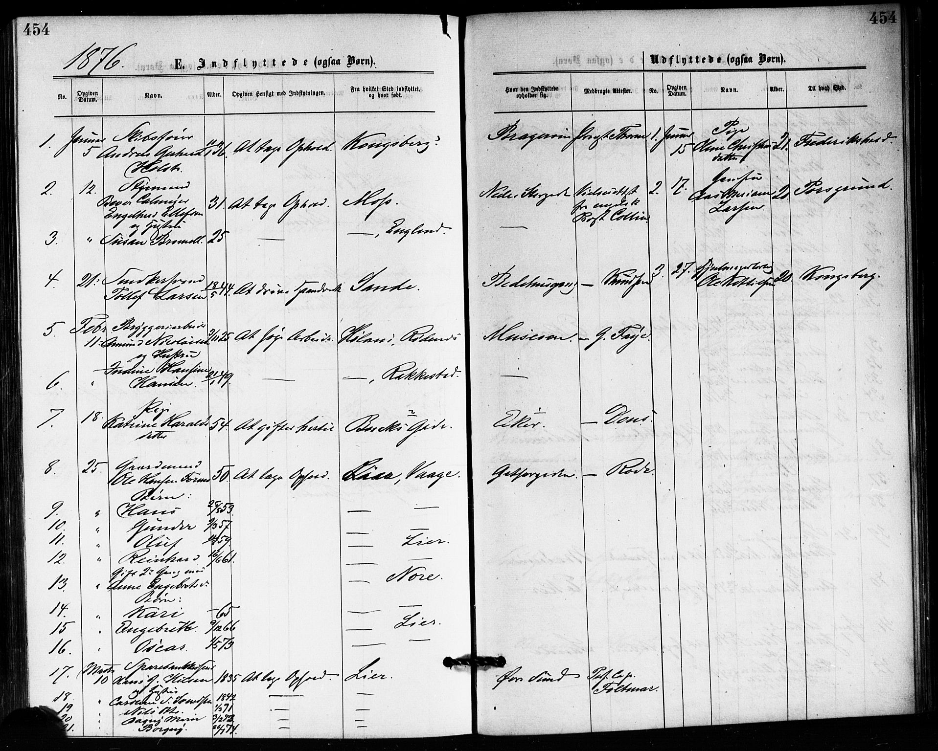 Bragernes kirkebøker, SAKO/A-6/F/Fb/L0005: Parish register (official) no. II 5, 1875-1877, p. 454