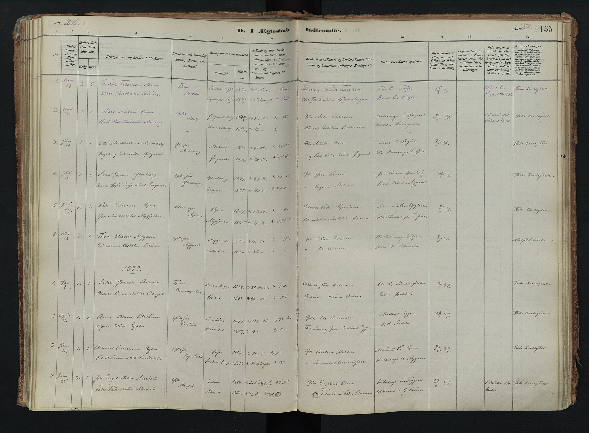 Tolga prestekontor, SAH/PREST-062/K/L0008: Parish register (official) no. 8, 1877-1910, p. 155
