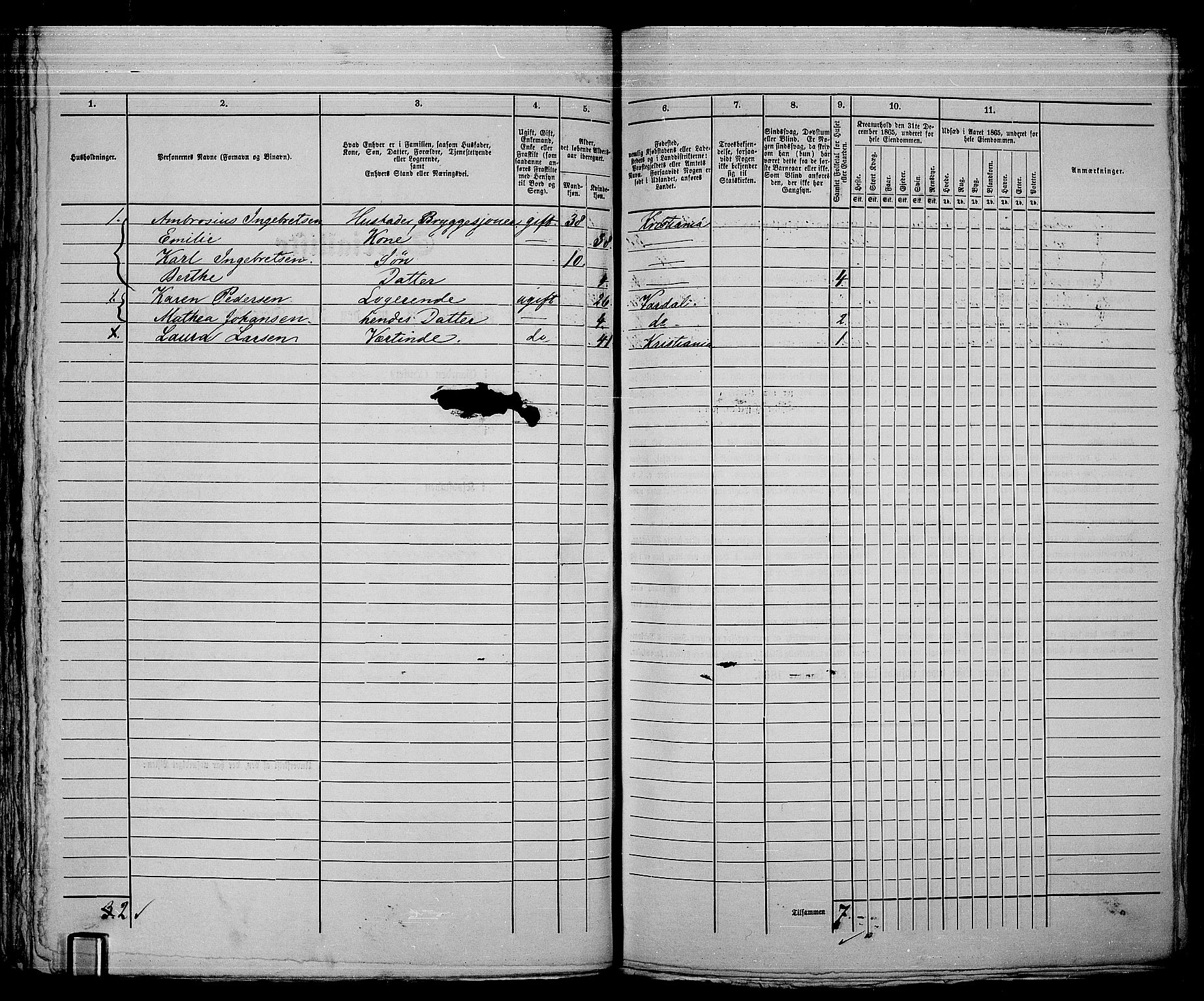 RA, 1865 census for Kristiania, 1865, p. 3803