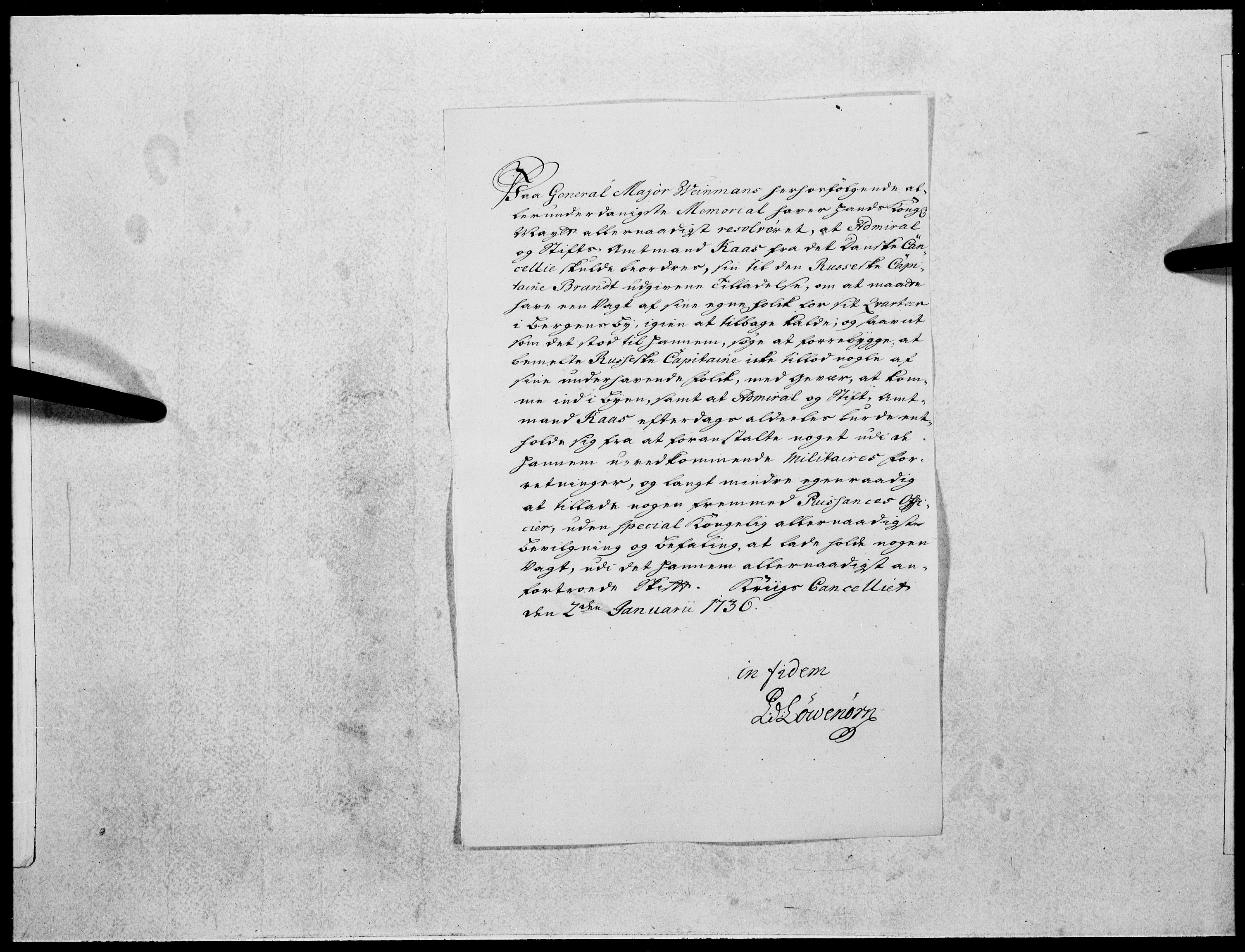Danske Kanselli 1572-1799, AV/RA-EA-3023/F/Fc/Fcc/Fcca/L0122: Norske innlegg 1572-1799, 1736, p. 9