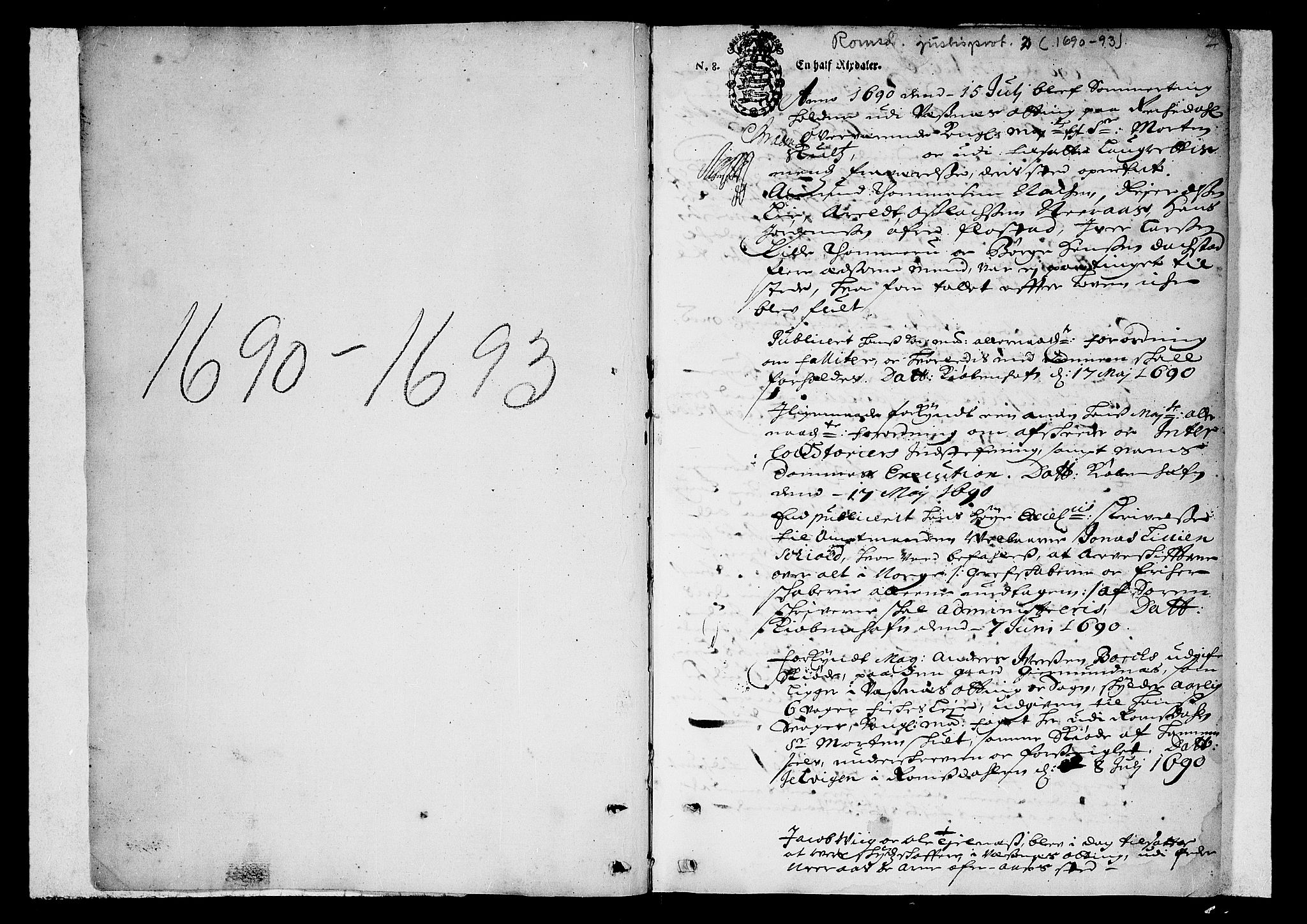 Romsdal sorenskriveri, SAT/A-4149/1/1/1A/L0002: Tingbok, 1690-1693, p. 1b-2a