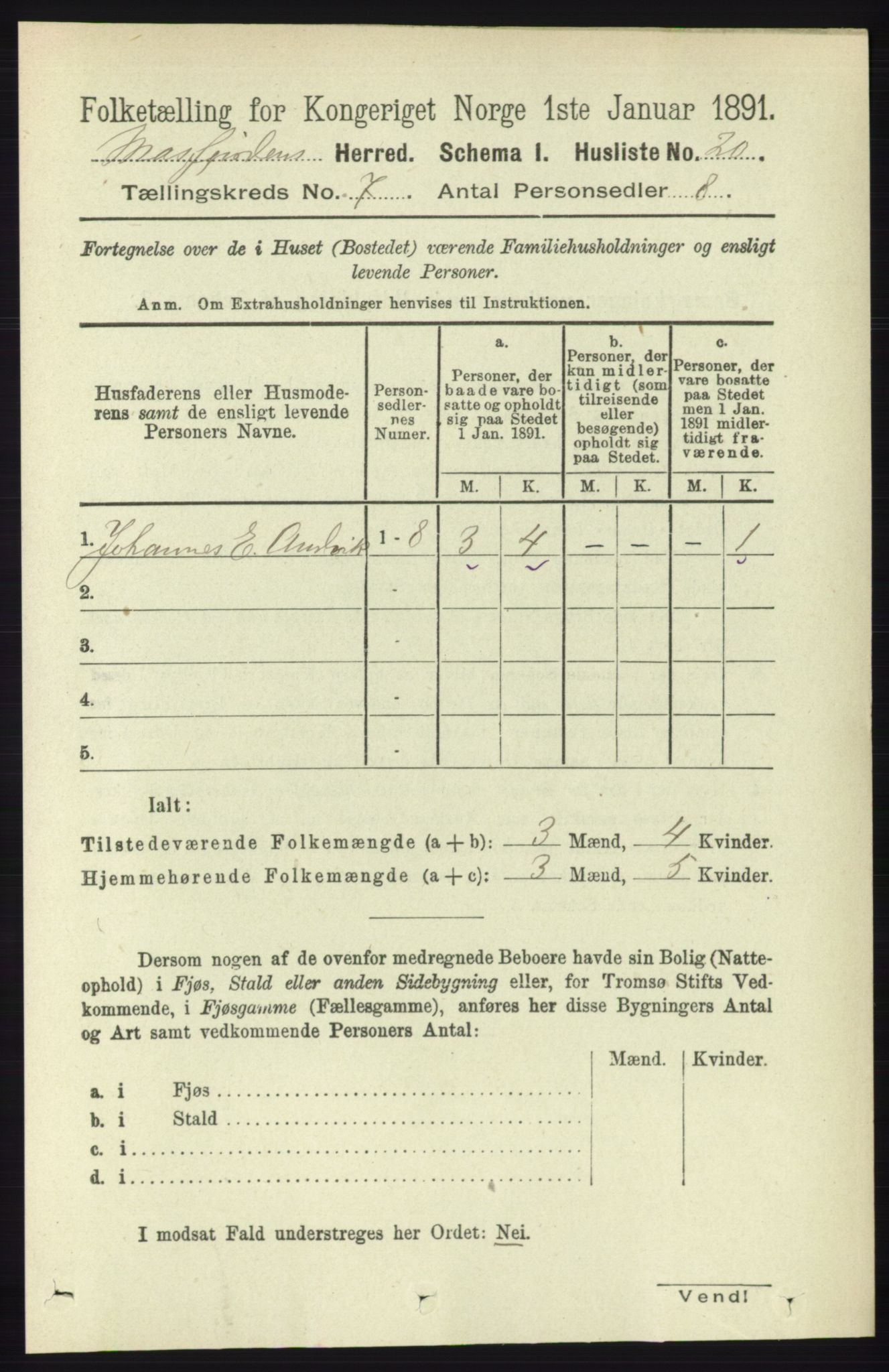 RA, 1891 census for 1266 Masfjorden, 1891, p. 1155
