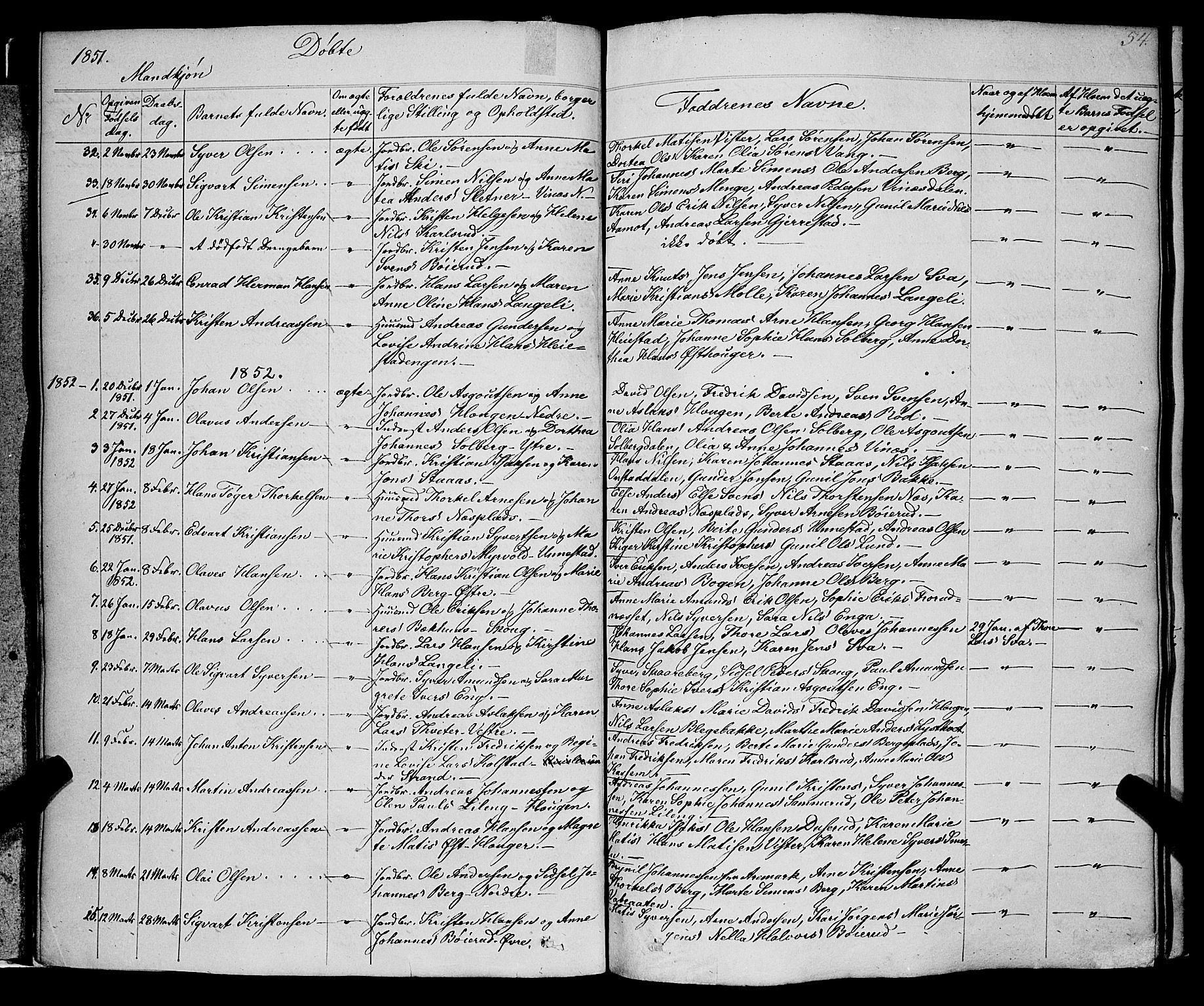 Skiptvet prestekontor Kirkebøker, SAO/A-20009/F/Fa/L0006: Parish register (official) no. 6, 1839-1860, p. 54