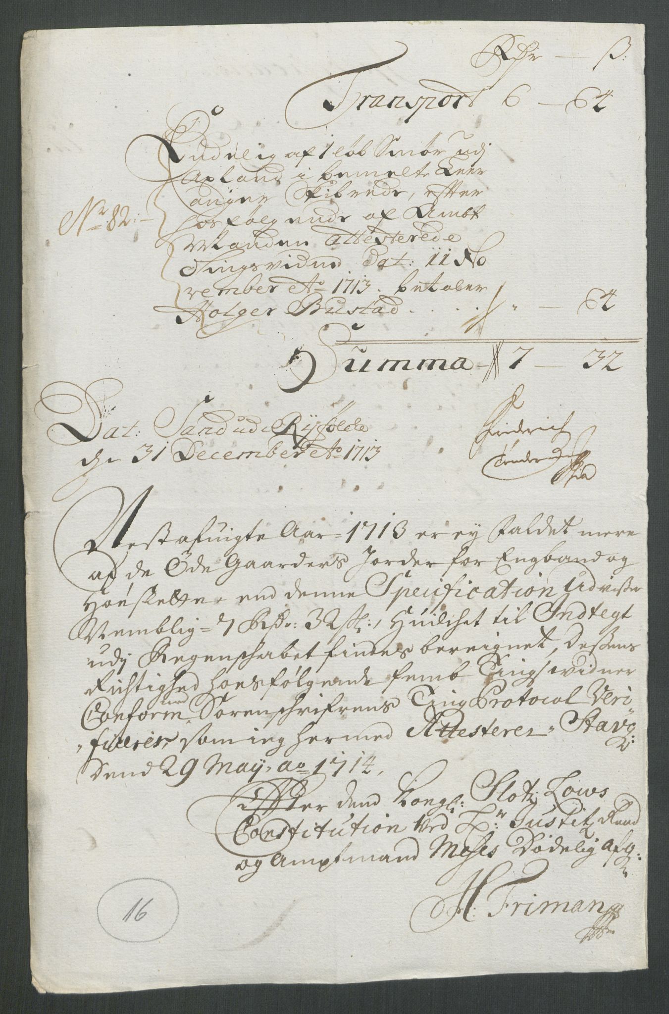 Rentekammeret inntil 1814, Reviderte regnskaper, Fogderegnskap, RA/EA-4092/R47/L2866: Fogderegnskap Ryfylke, 1713, p. 208