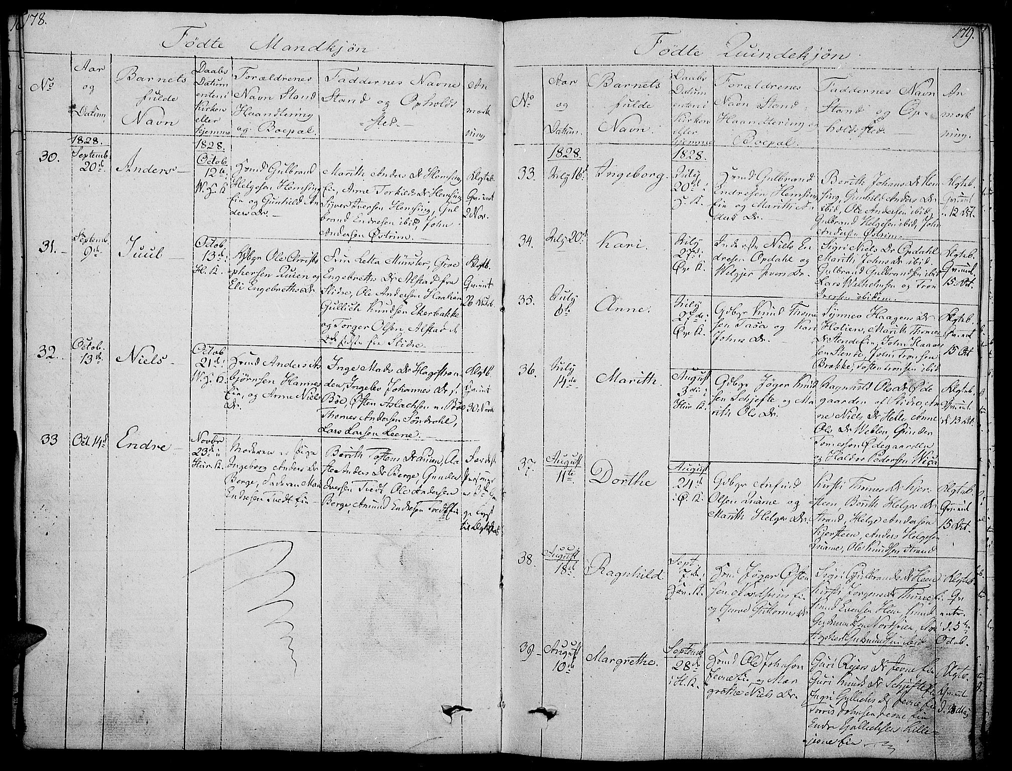 Vang prestekontor, Valdres, SAH/PREST-140/H/Ha/L0003: Parish register (official) no. 3, 1809-1831, p. 178-179