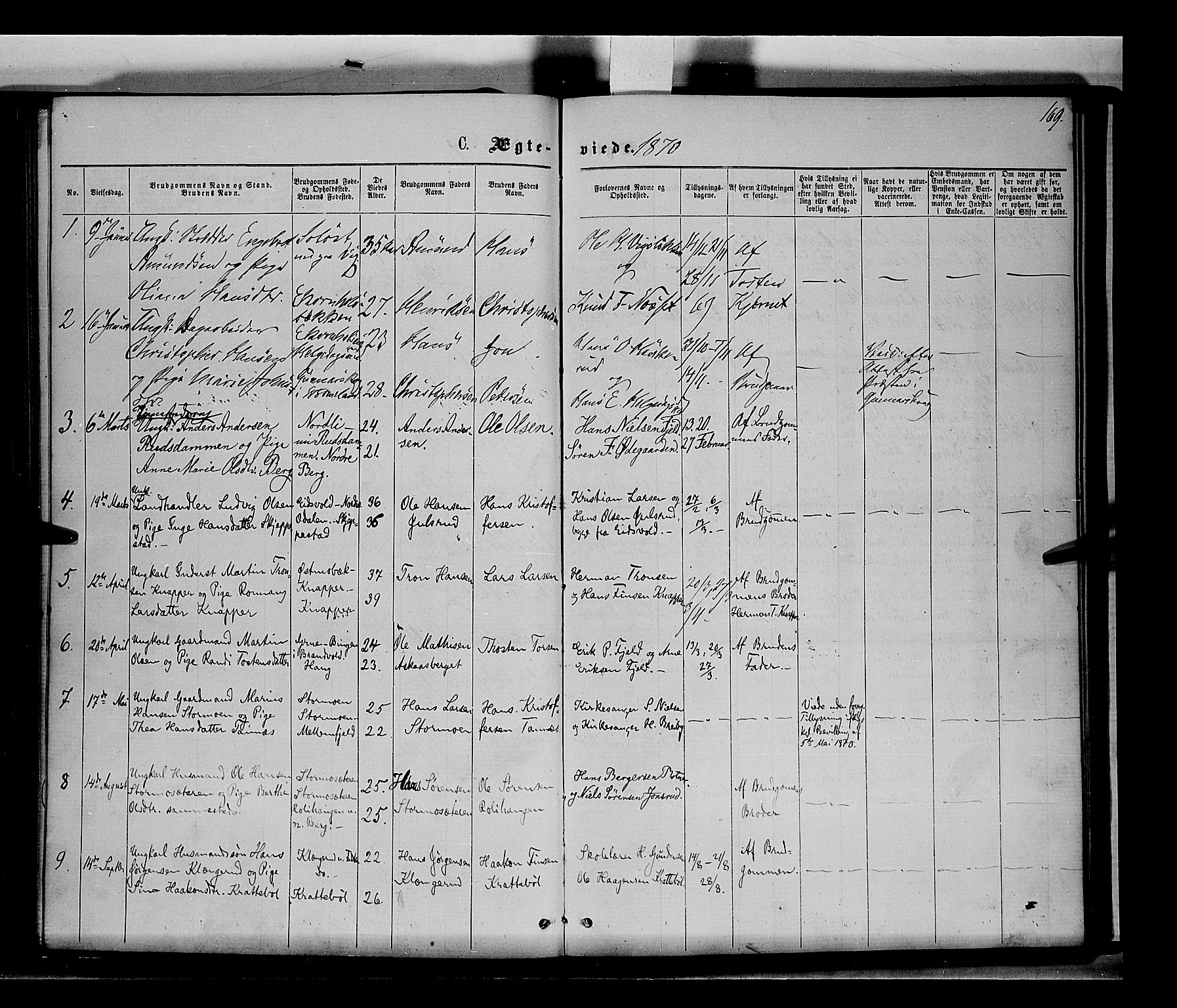 Nord-Odal prestekontor, AV/SAH-PREST-032/H/Ha/Haa/L0004: Parish register (official) no. 4, 1866-1873, p. 169