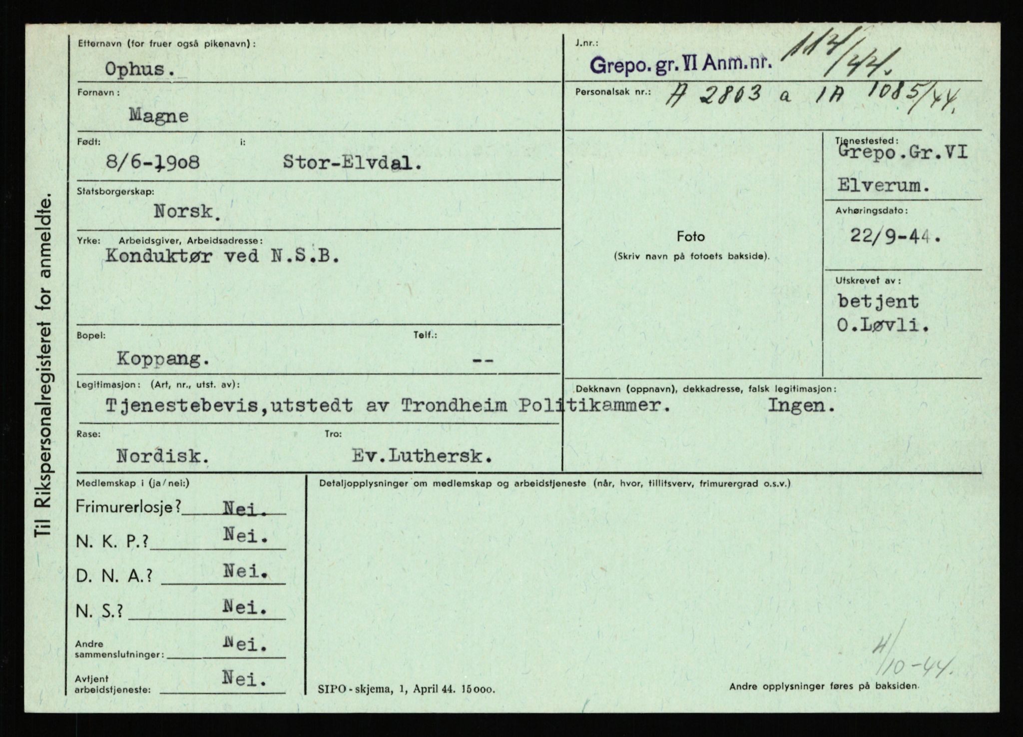 Statspolitiet - Hovedkontoret / Osloavdelingen, AV/RA-S-1329/C/Ca/L0012: Oanæs - Quistgaard	, 1943-1945, p. 2118