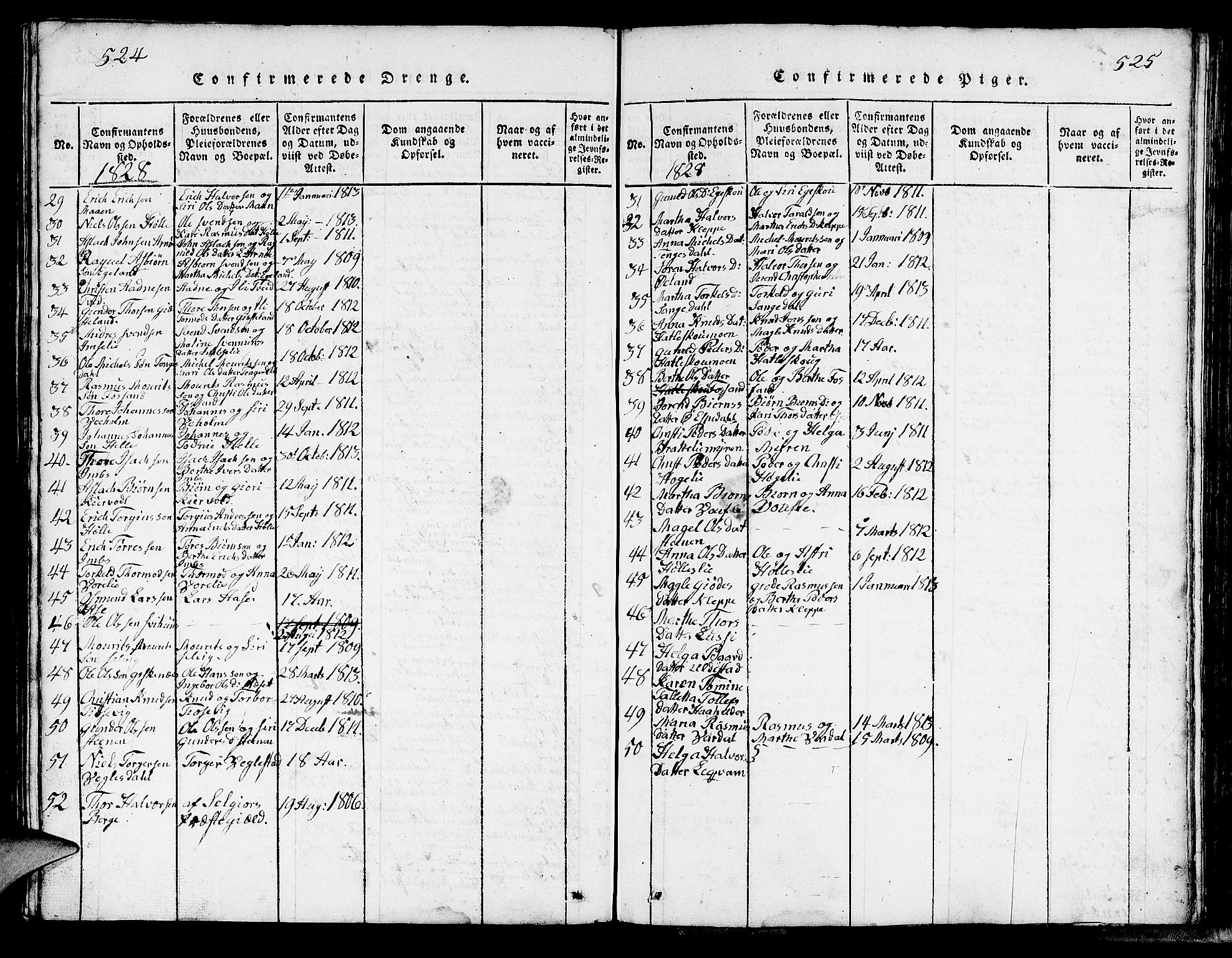 Strand sokneprestkontor, SAST/A-101828/H/Ha/Hab/L0002: Parish register (copy) no. B 2, 1816-1854, p. 524-525