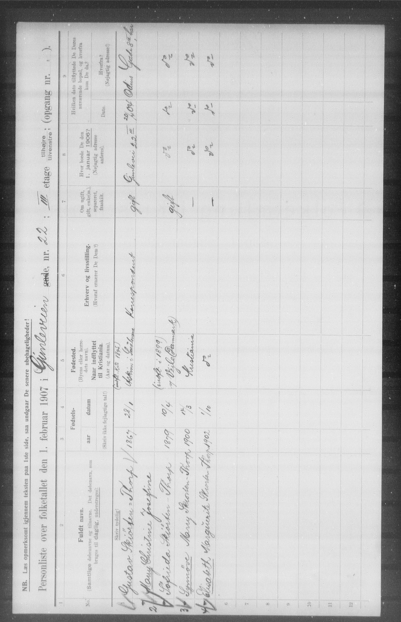 OBA, Municipal Census 1907 for Kristiania, 1907, p. 14860