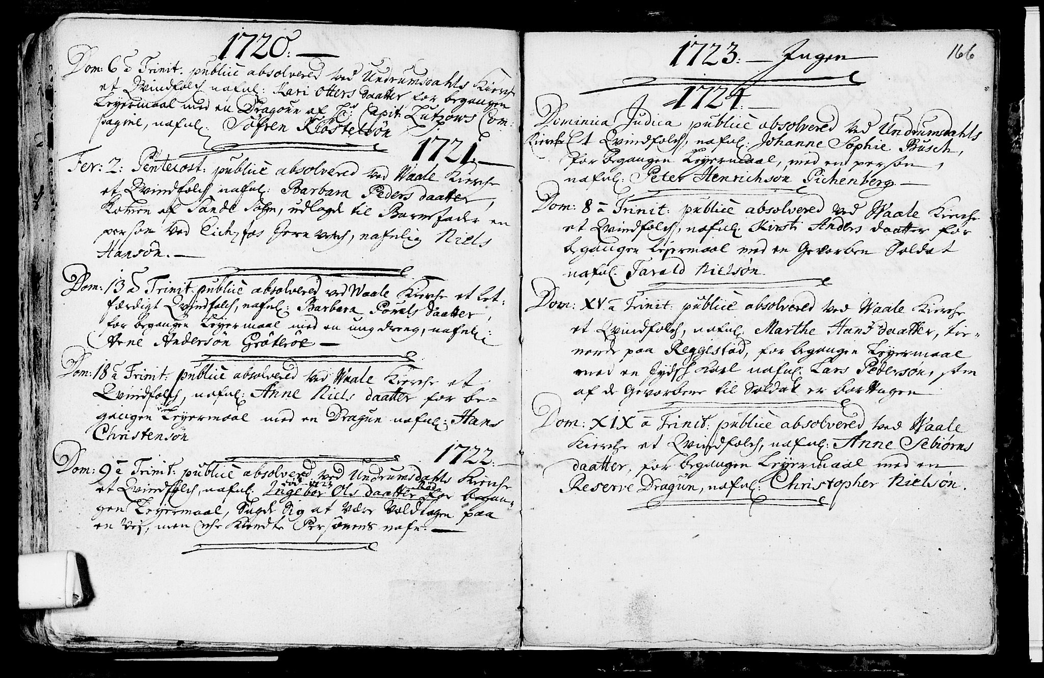 Våle kirkebøker, SAKO/A-334/F/Fa/L0002: Parish register (official) no. I 2, 1705-1732, p. 166