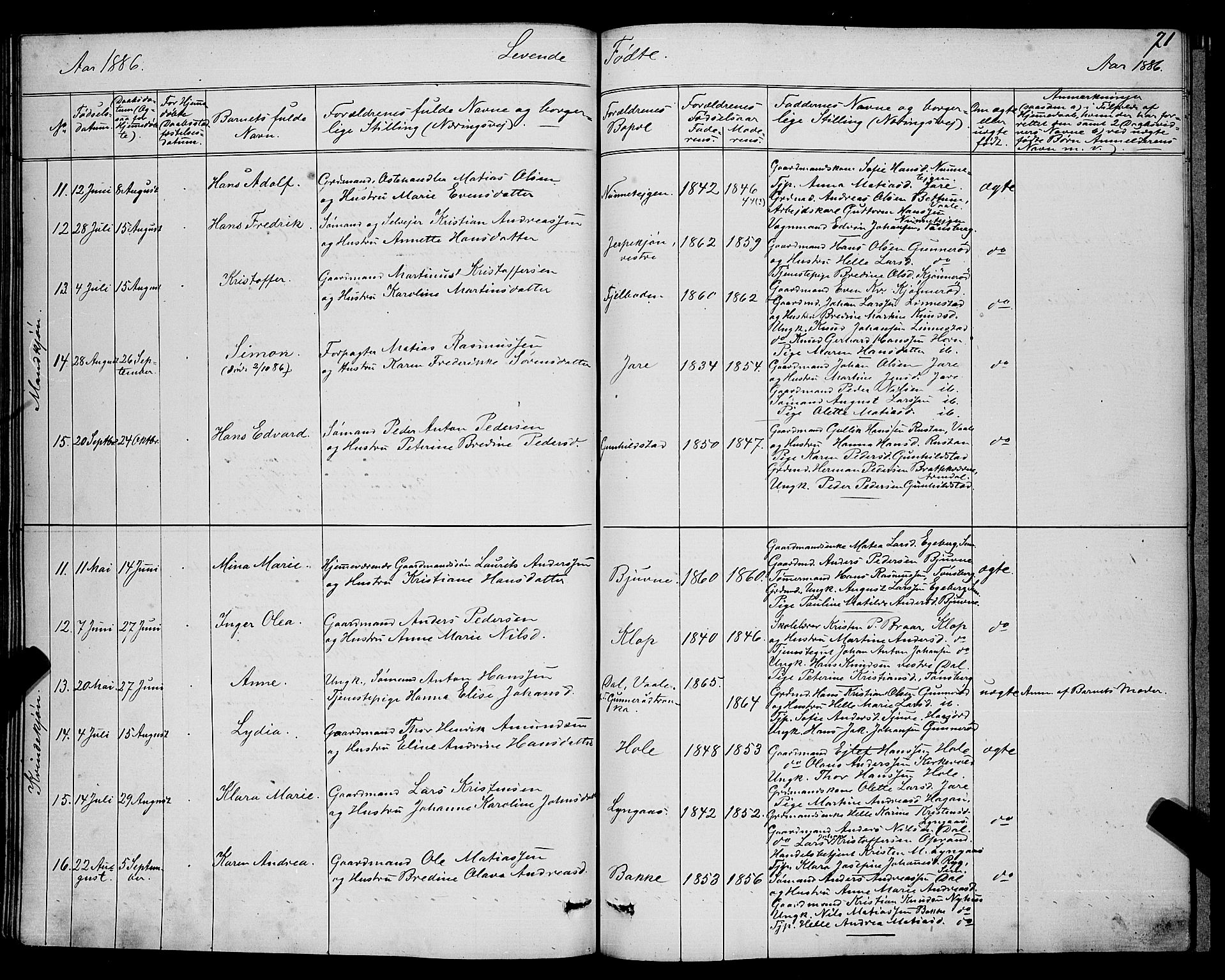 Ramnes kirkebøker, AV/SAKO-A-314/G/Ga/L0003: Parish register (copy) no. I 3, 1870-1896, p. 71