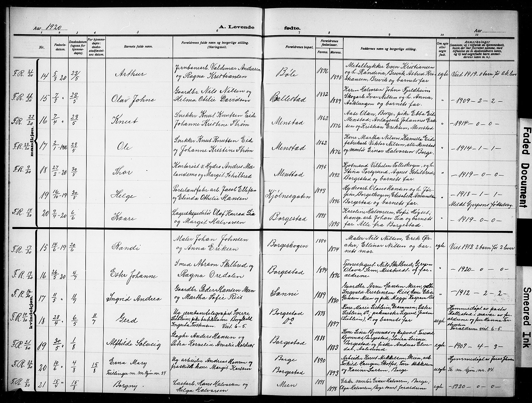 Gjerpen kirkebøker, AV/SAKO-A-265/G/Gb/L0001: Parish register (copy) no. II 1, 1920-1929