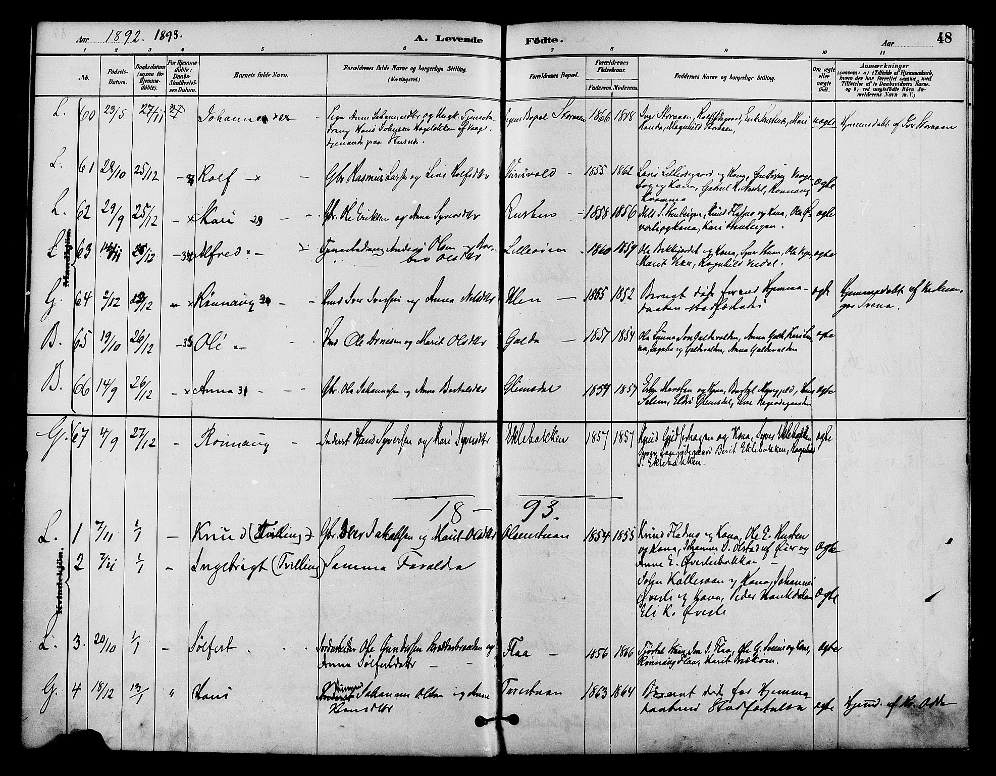 Lom prestekontor, SAH/PREST-070/K/L0008: Parish register (official) no. 8, 1885-1898, p. 48