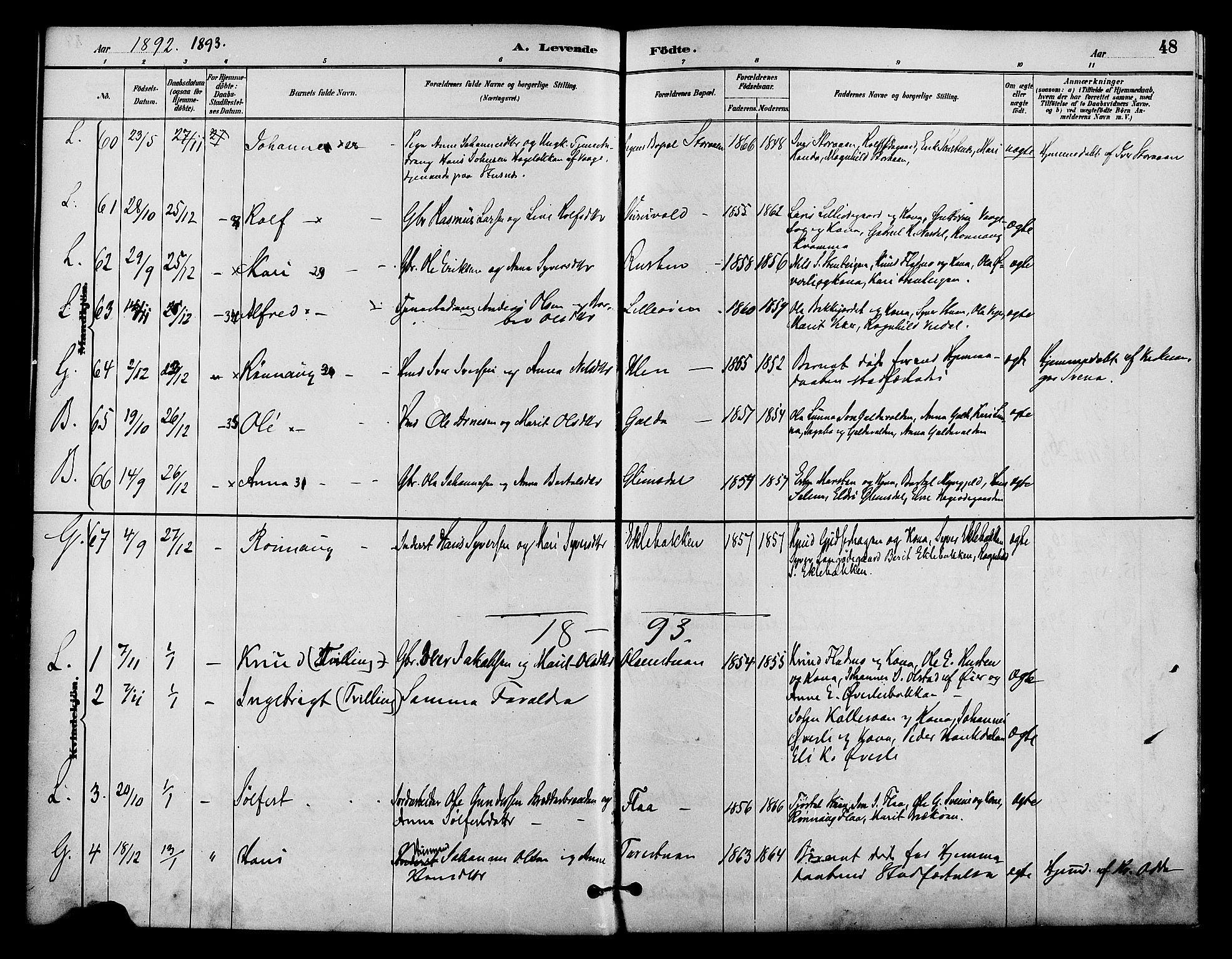 Lom prestekontor, AV/SAH-PREST-070/K/L0008: Parish register (official) no. 8, 1885-1898, p. 48