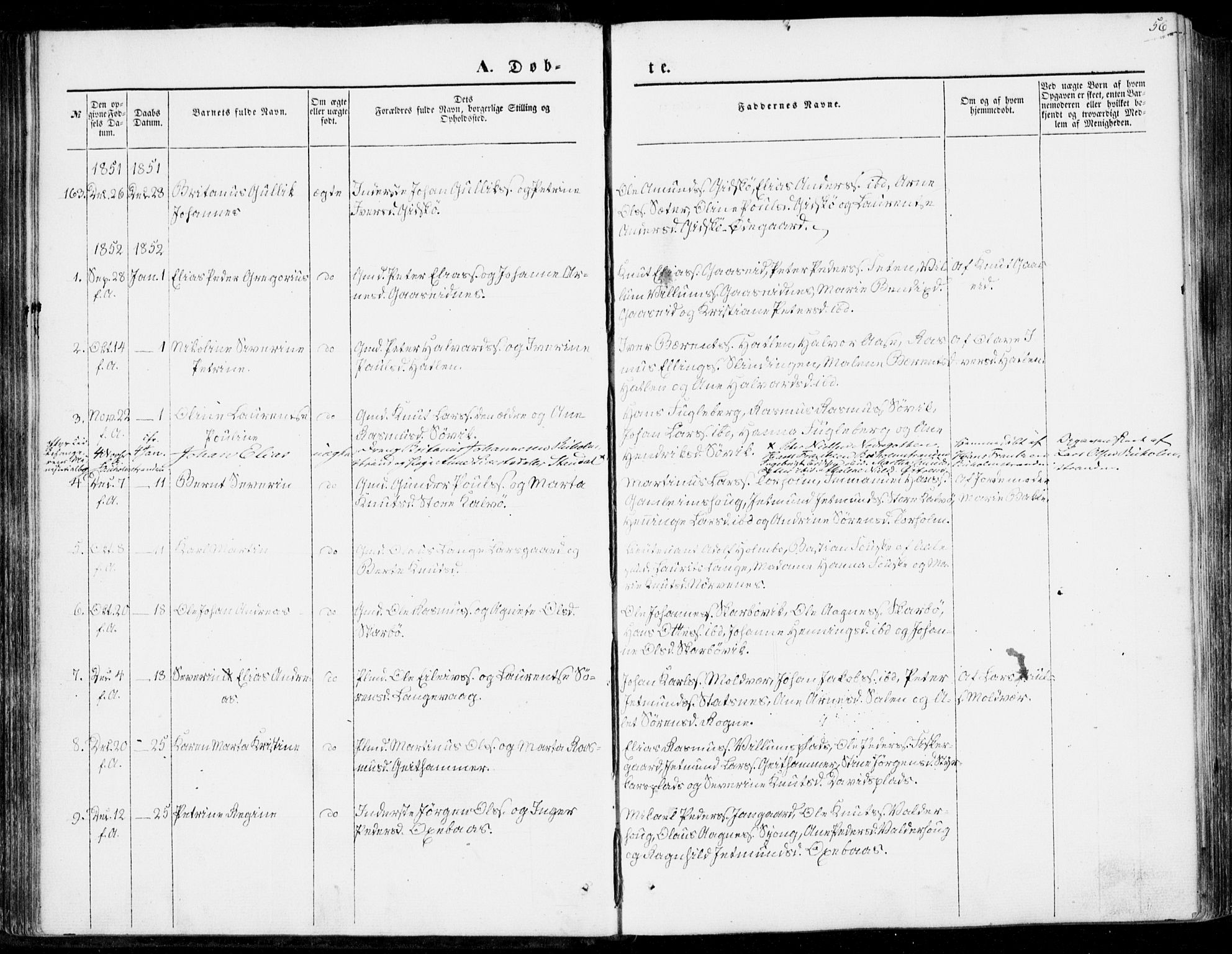 Ministerialprotokoller, klokkerbøker og fødselsregistre - Møre og Romsdal, AV/SAT-A-1454/528/L0397: Parish register (official) no. 528A08, 1848-1858, p. 56