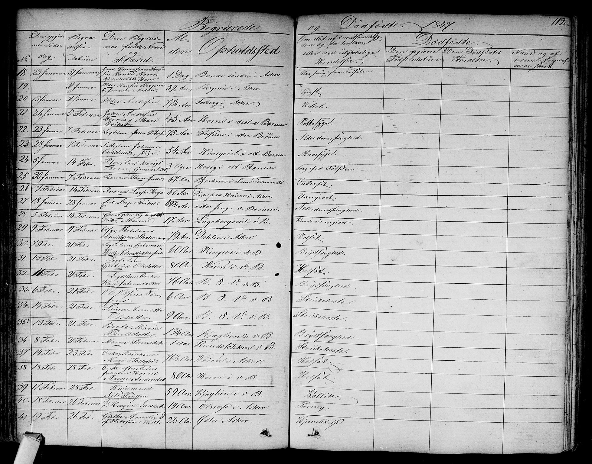 Asker prestekontor Kirkebøker, SAO/A-10256a/F/Fa/L0011: Parish register (official) no. I 11, 1825-1878, p. 112
